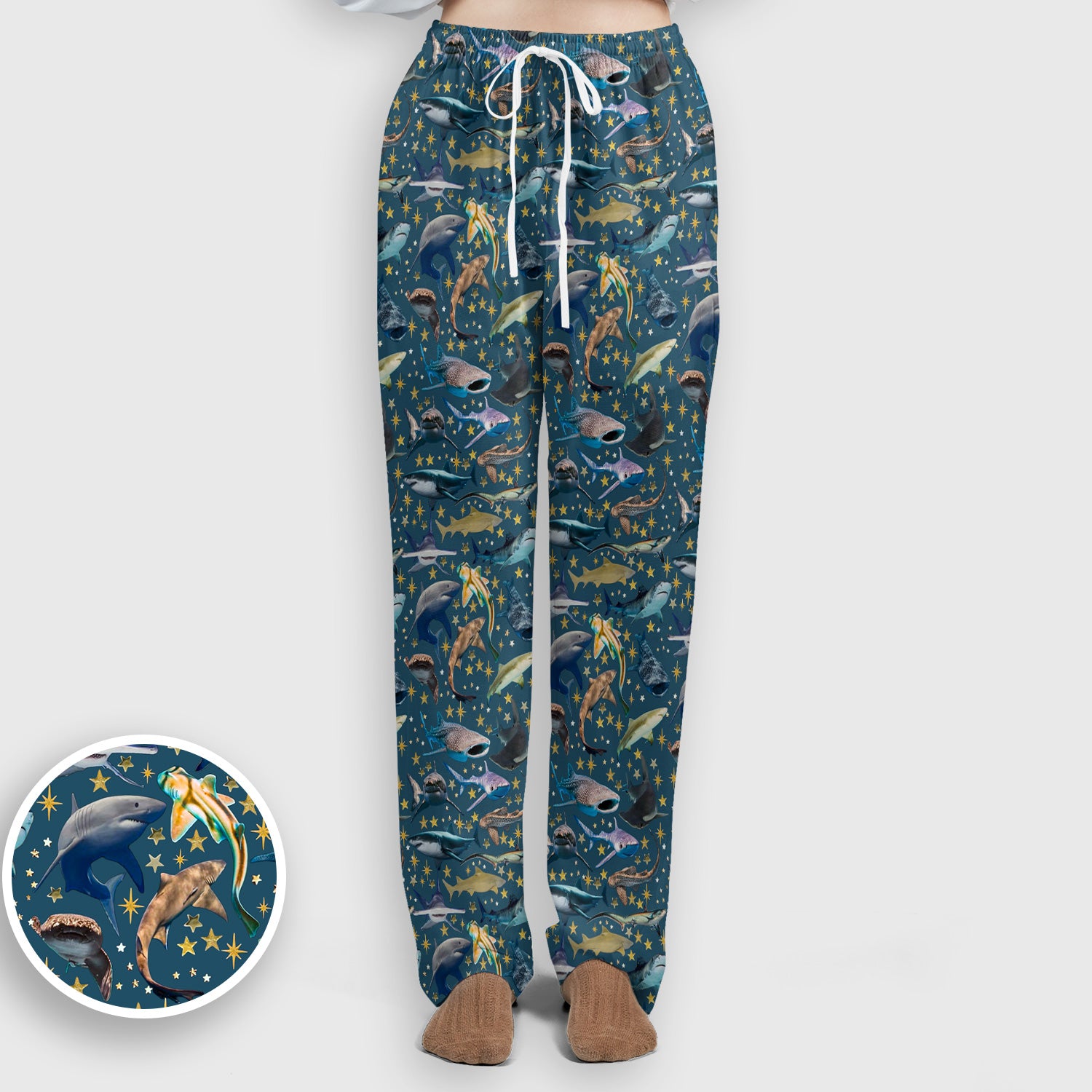Colorful Shark Ocean Pattern Scrub Set, Women's Scrub Sets