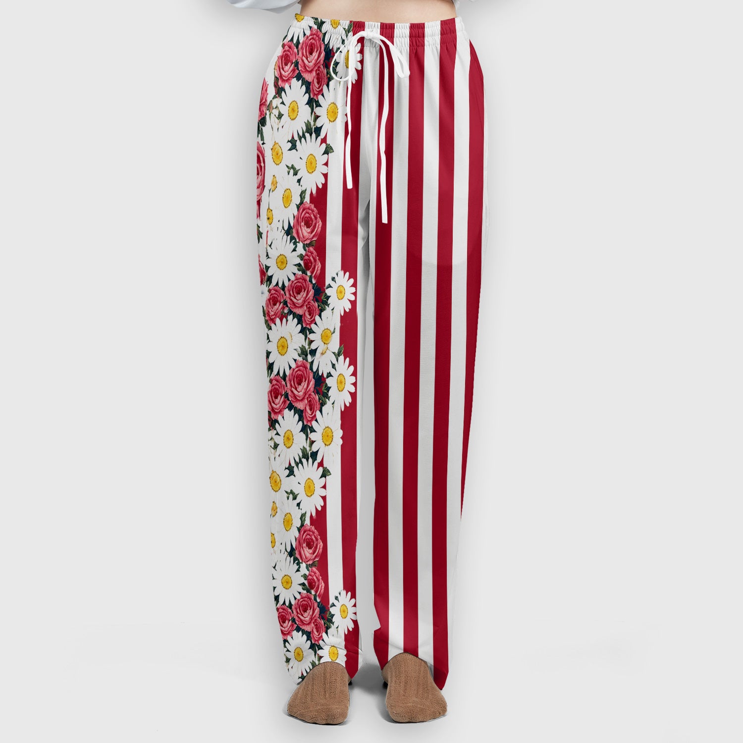 Floral American Flag Nurse Scrub Top for RN, CNA, Healthcare Workers, Patriotic Uniform Scrub Set, Scrub Pants and V Neck Top