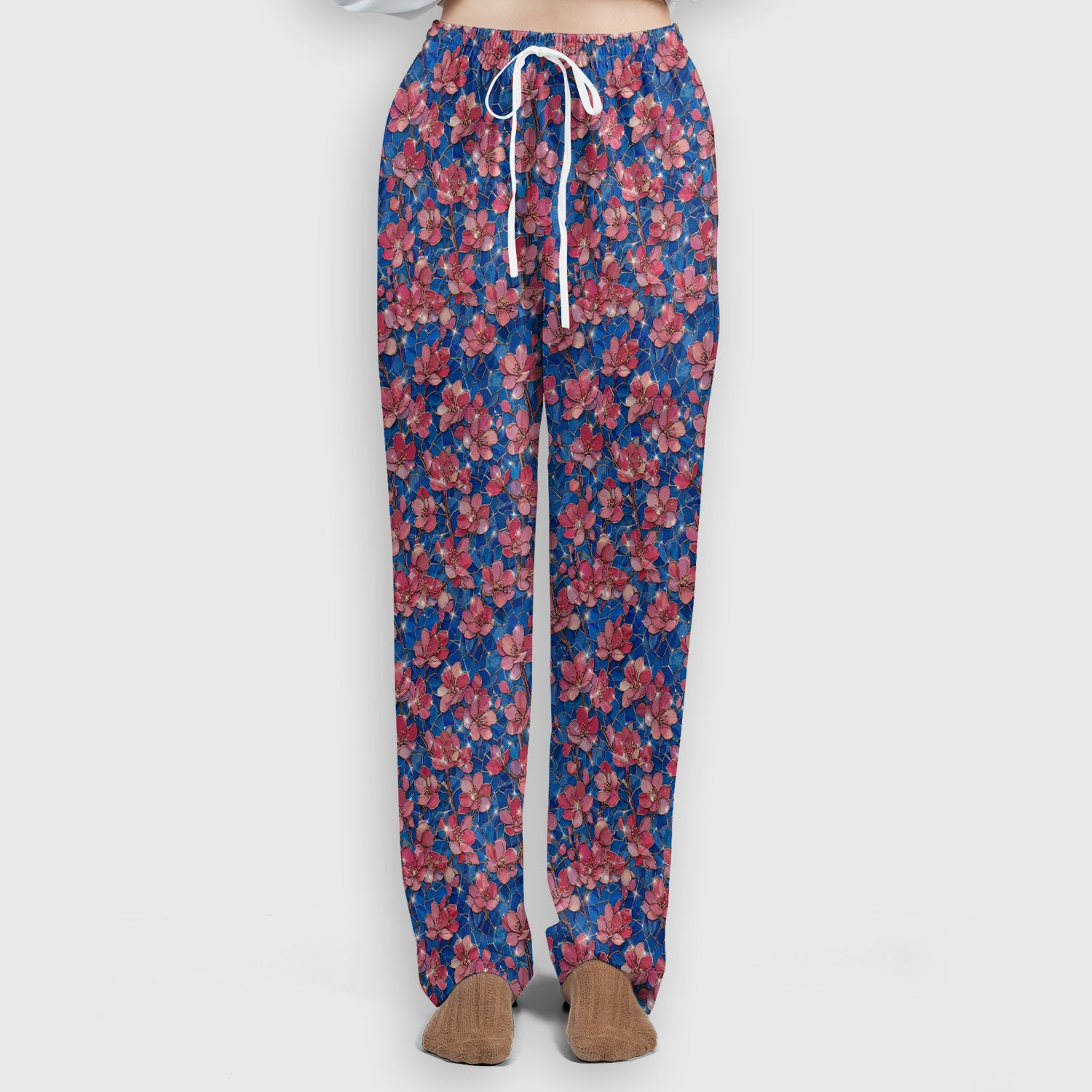 Pink Cherry Blossom Floral Pattern Scrub Set, Breathable Med Uniform