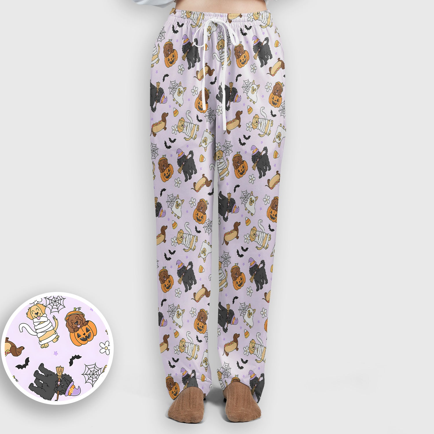 Cute Halloween Costumed Pets Scrub Set, Scrub Pants and V Neck Top