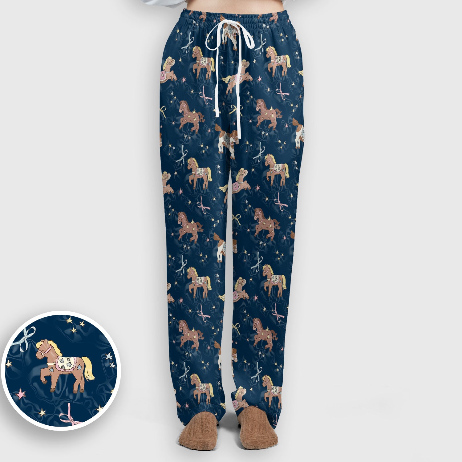 Cute Pony Star Pattern Scrub Set, Breathable Med Uniform