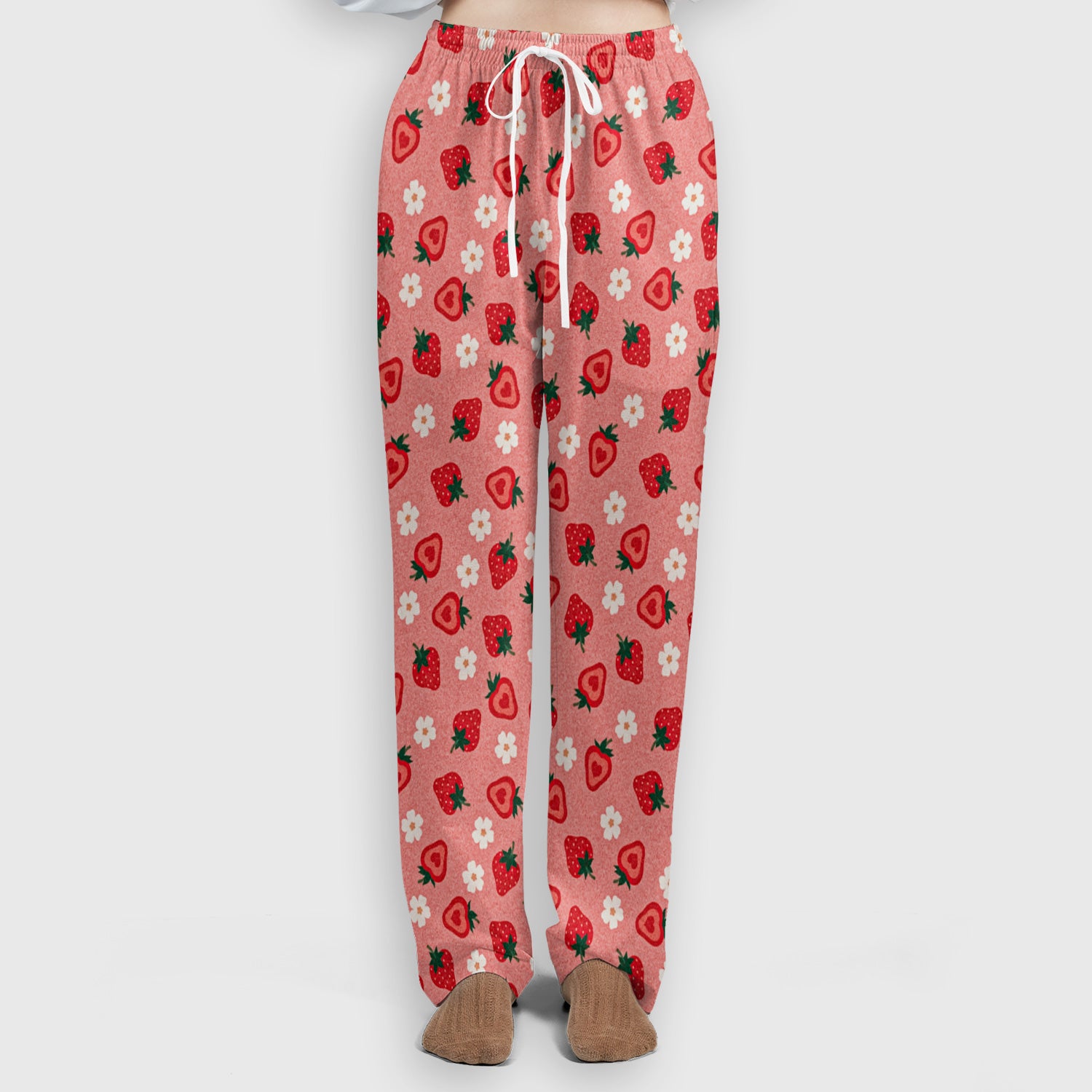 Sweet Strawberry Blossom Print Scrub Set, Women's Scrub Sets