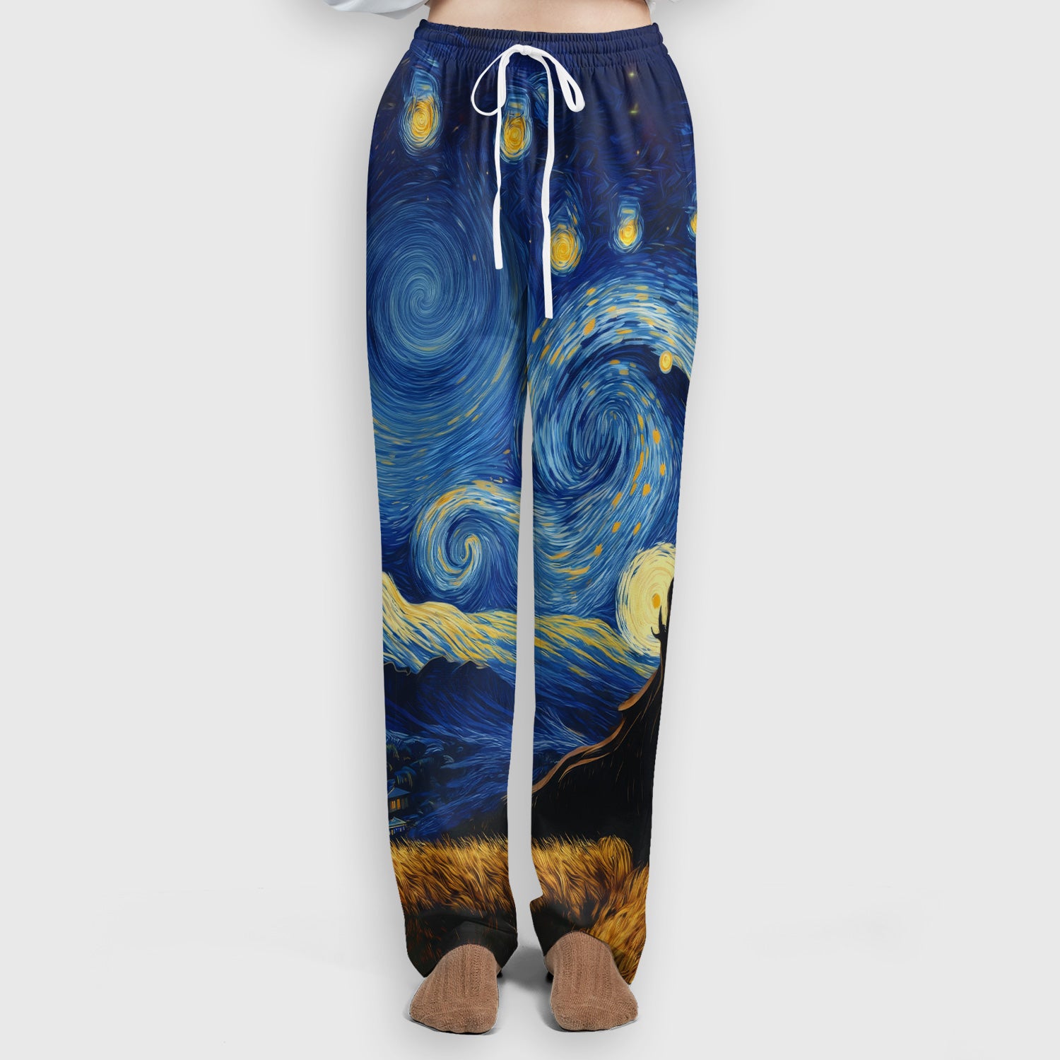 Romantic Monkey Couple Night Sky Pattern Scrub Set, Women's Scrub Sets