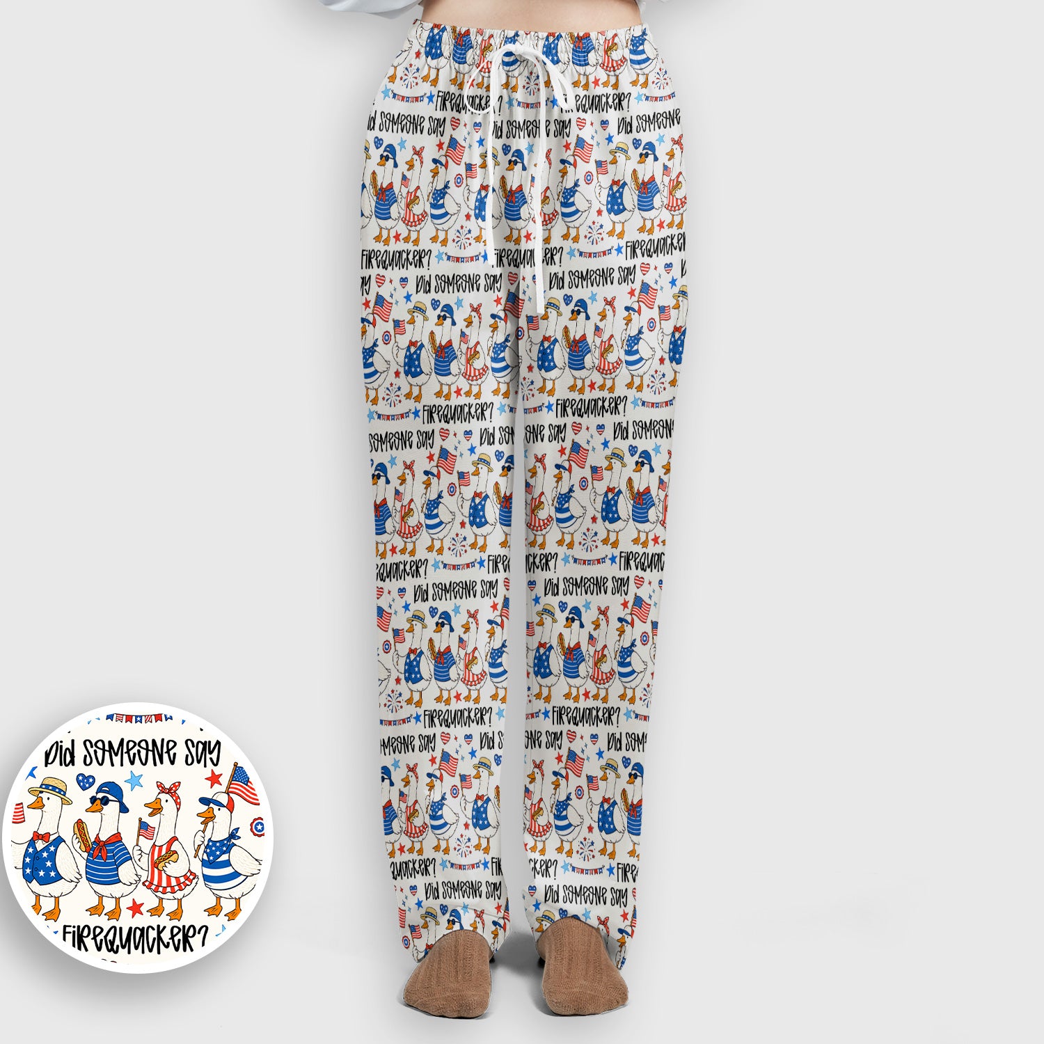 Funny Patriotic Goose Pattern Scrub Set, Scrub Pants and V Neck Top