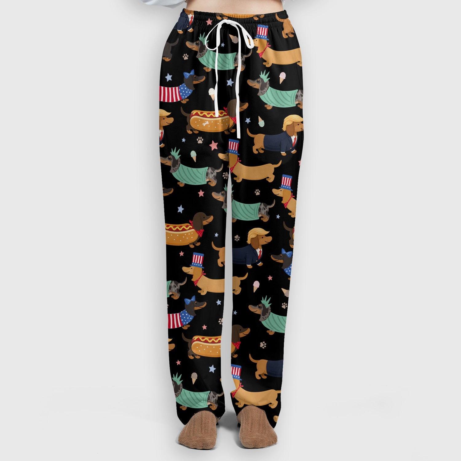 Funny Patriotic Dachshund Costume Dogs Scrub Set, Women's Scrub Sets