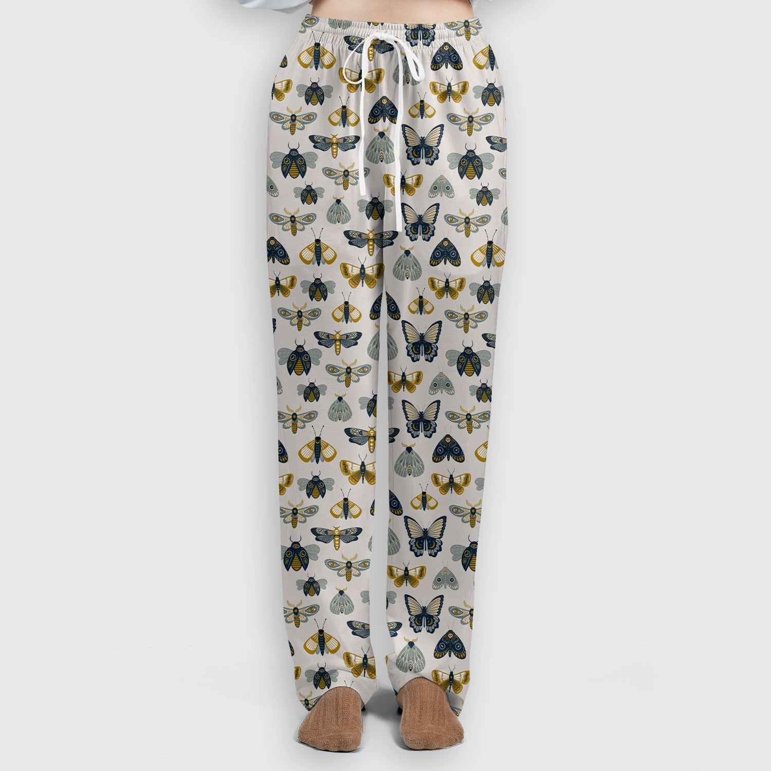 Vintage Butterfly Moth Insect Pattern Scrub Set, Scrub Pants and V Neck Top