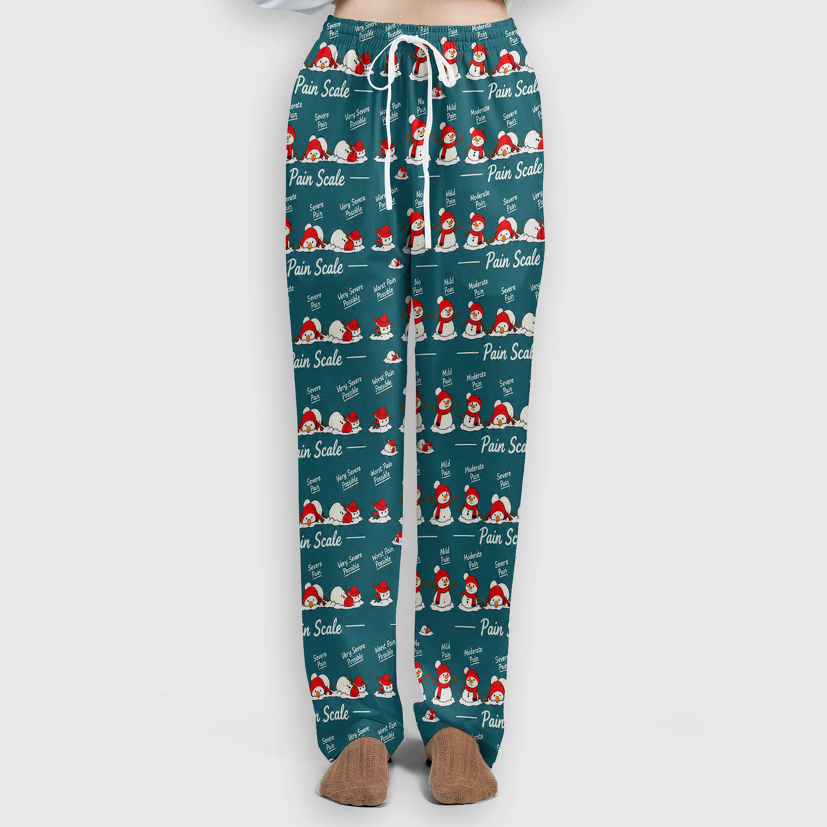 Funny Christmas Snowman Pain Scale Scrub Set, Scrub Pants and V Neck Top