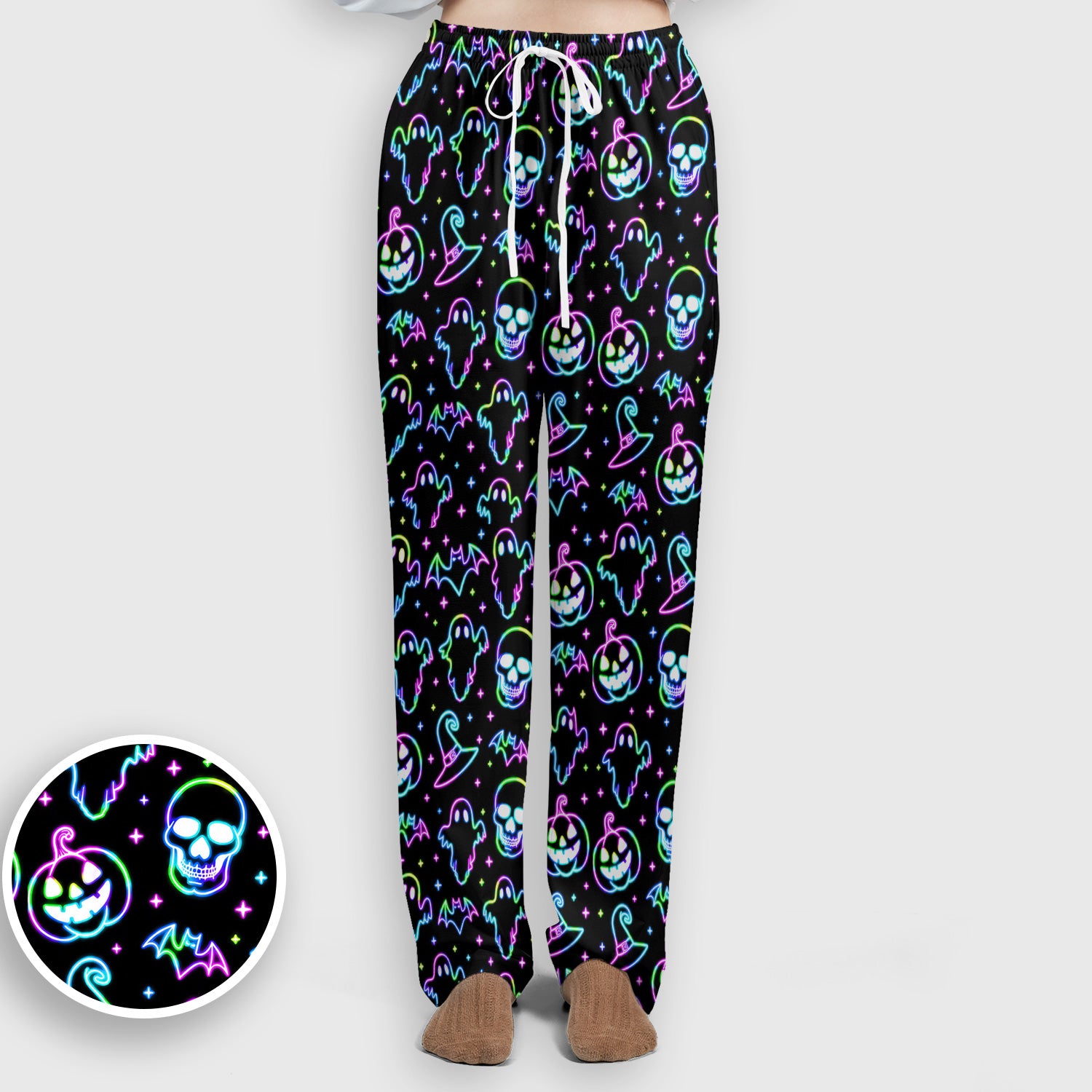 Pumpkin Skull Spooky Print Scrub Set, Scrub Pants and V Neck Top