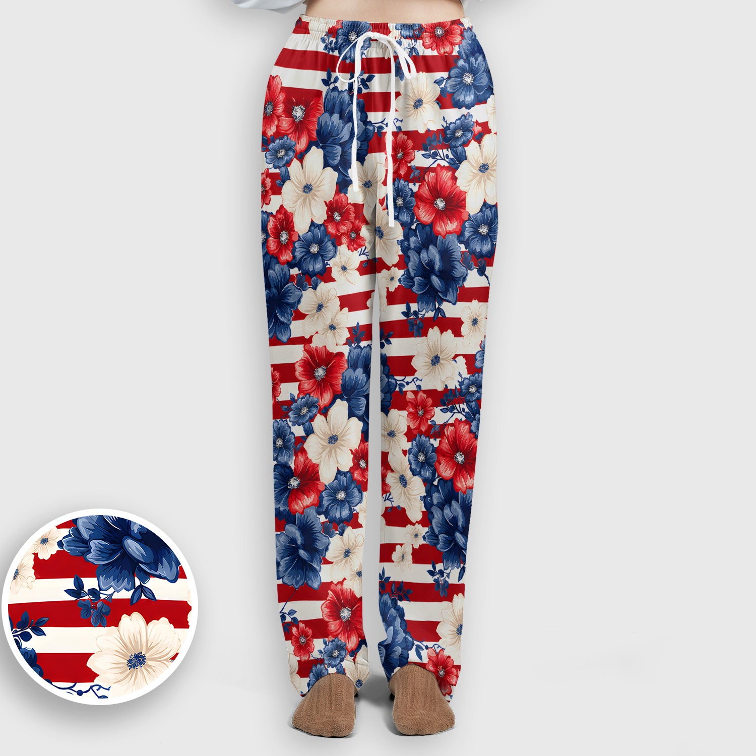 Patriotic Floral Nurse for RN & CNA, American Flag Healthcare Workers Medical Uniform Scrub Set, Scrub Pants and V Neck Top