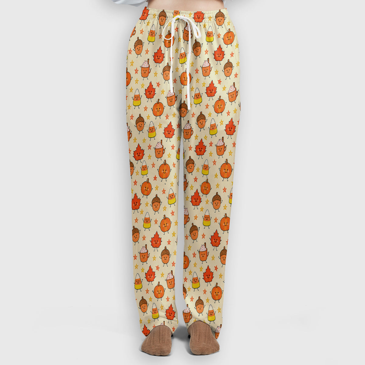 Cute Fall Pumpkin Spice Doodles Scrub Set, Scrub Pants and V Neck Top