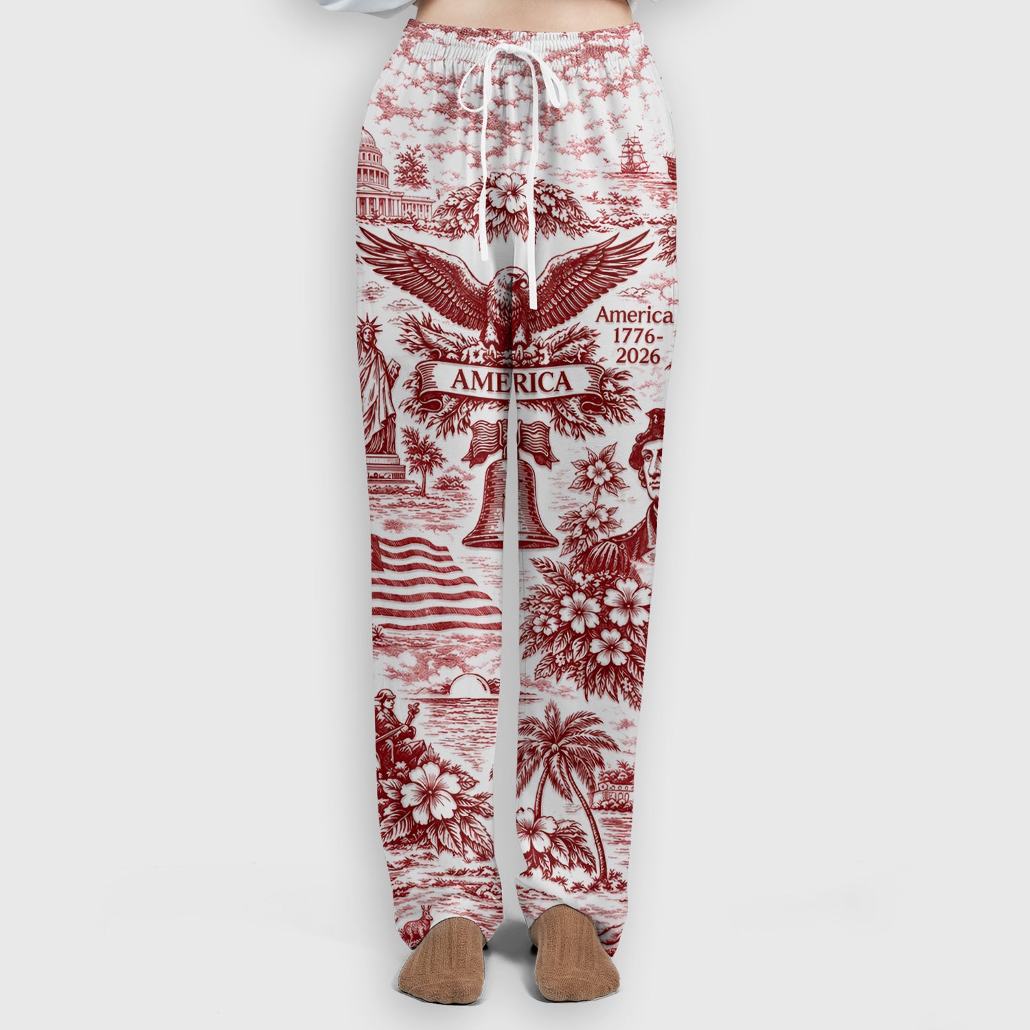 Patriotic America Heritage Toile Pattern Scrub Set, Women's Scrub Sets