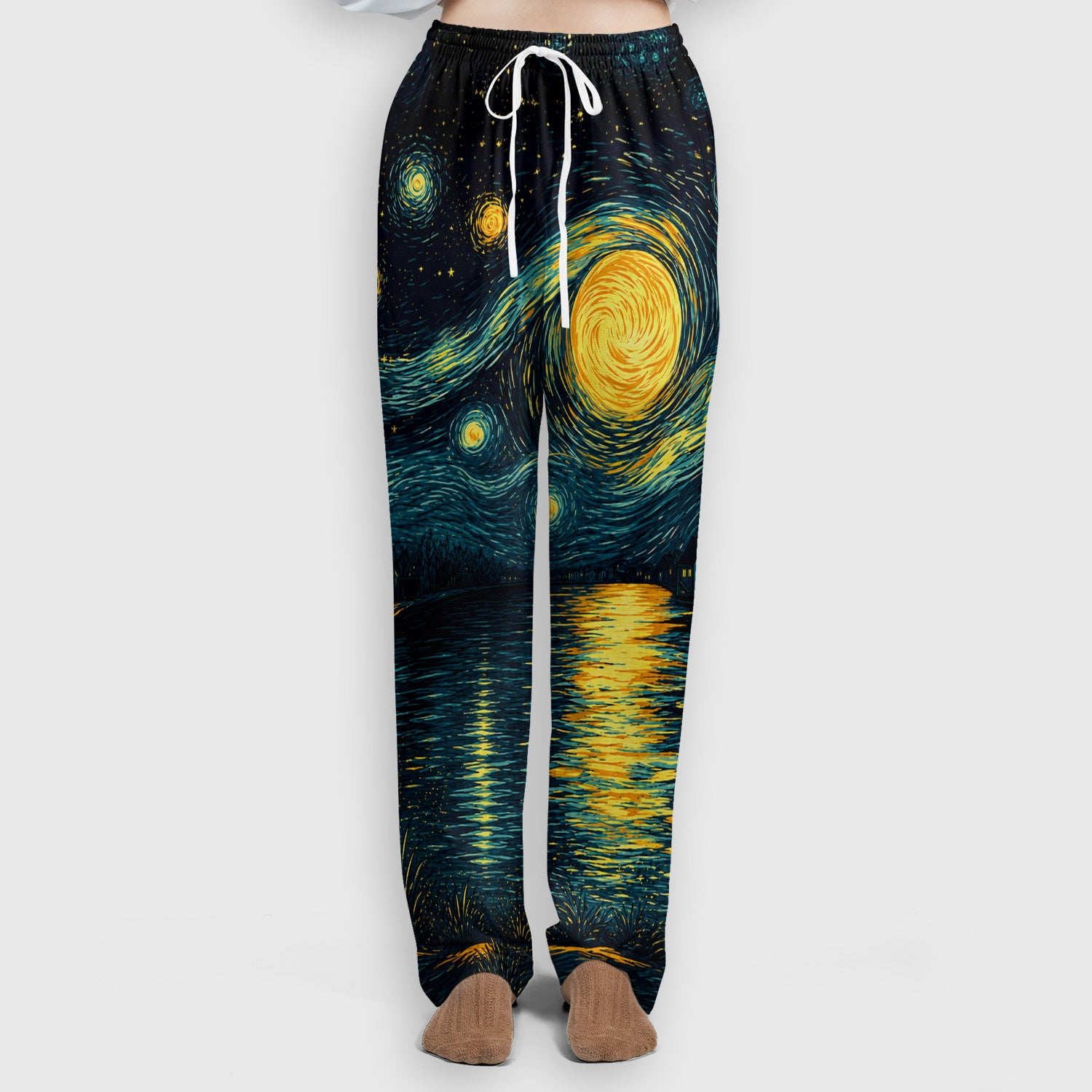 Starry Moonlit Black Cat Scrub Set, Scrub Pants and V Neck Top