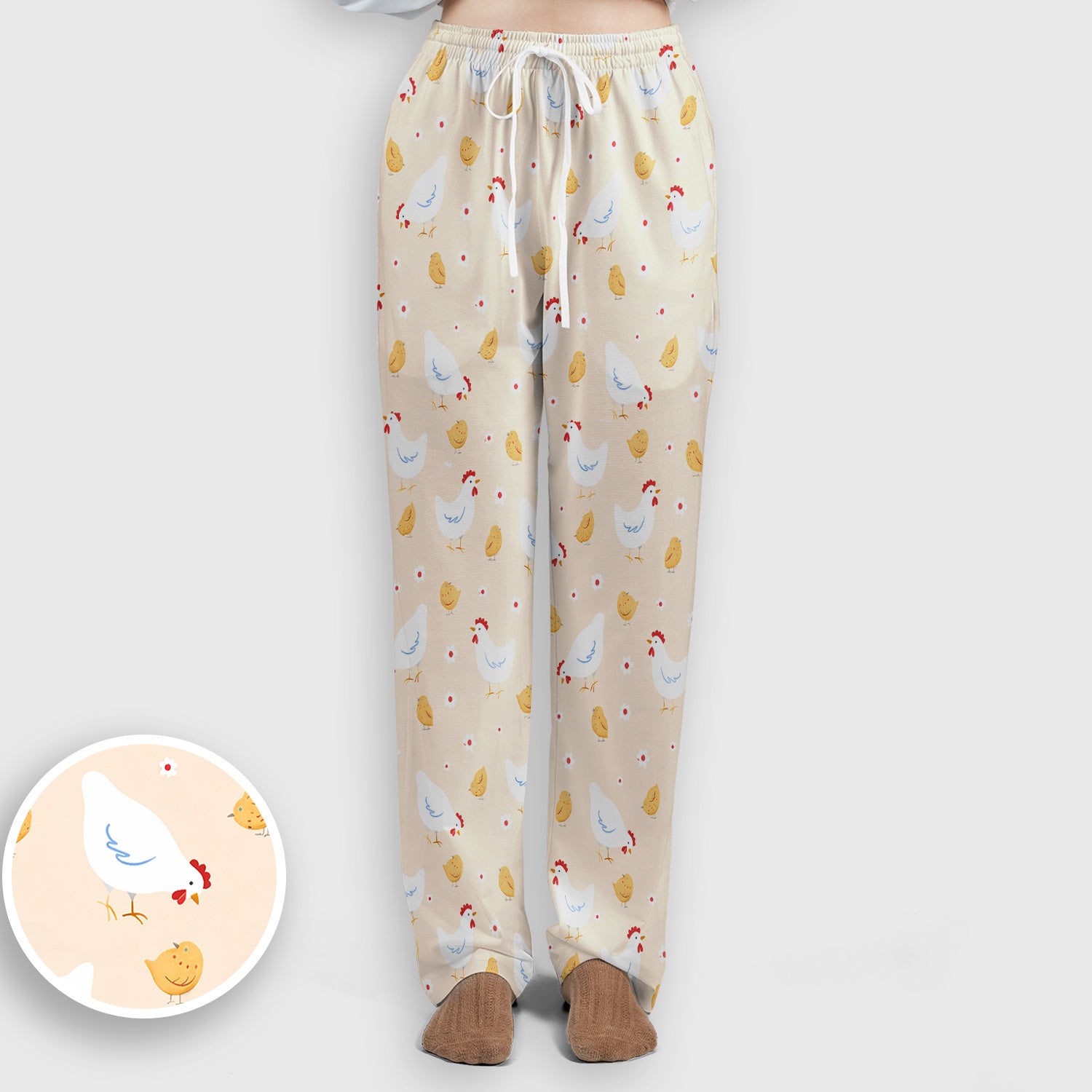 Chicken And Cute Chicks Pattern Scrubs Sets, Scrub Pants and V Neck Top