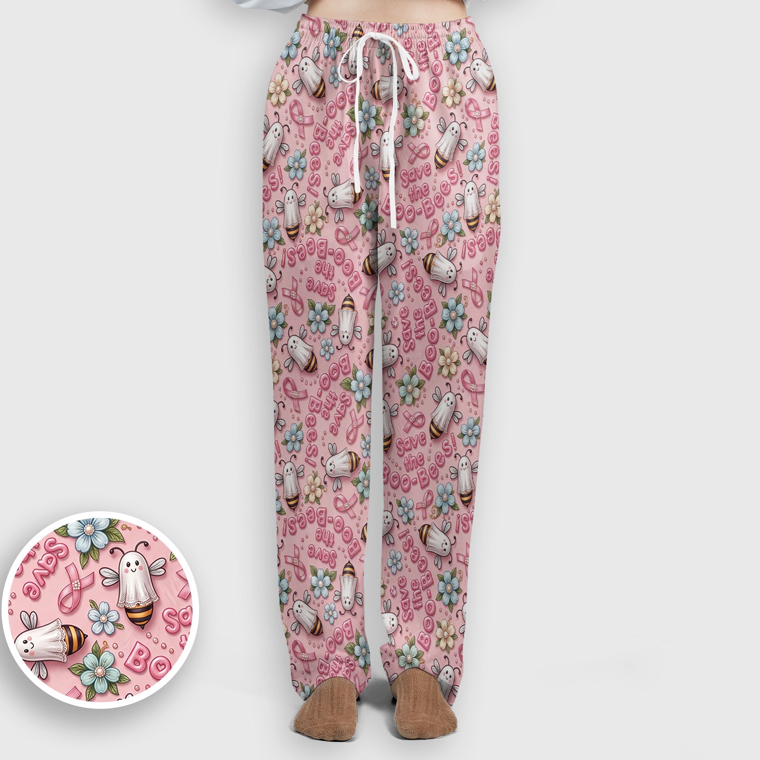 Save The Boo-Bees with Ribbon Scrub Set, Scrub Pants and V Neck Top