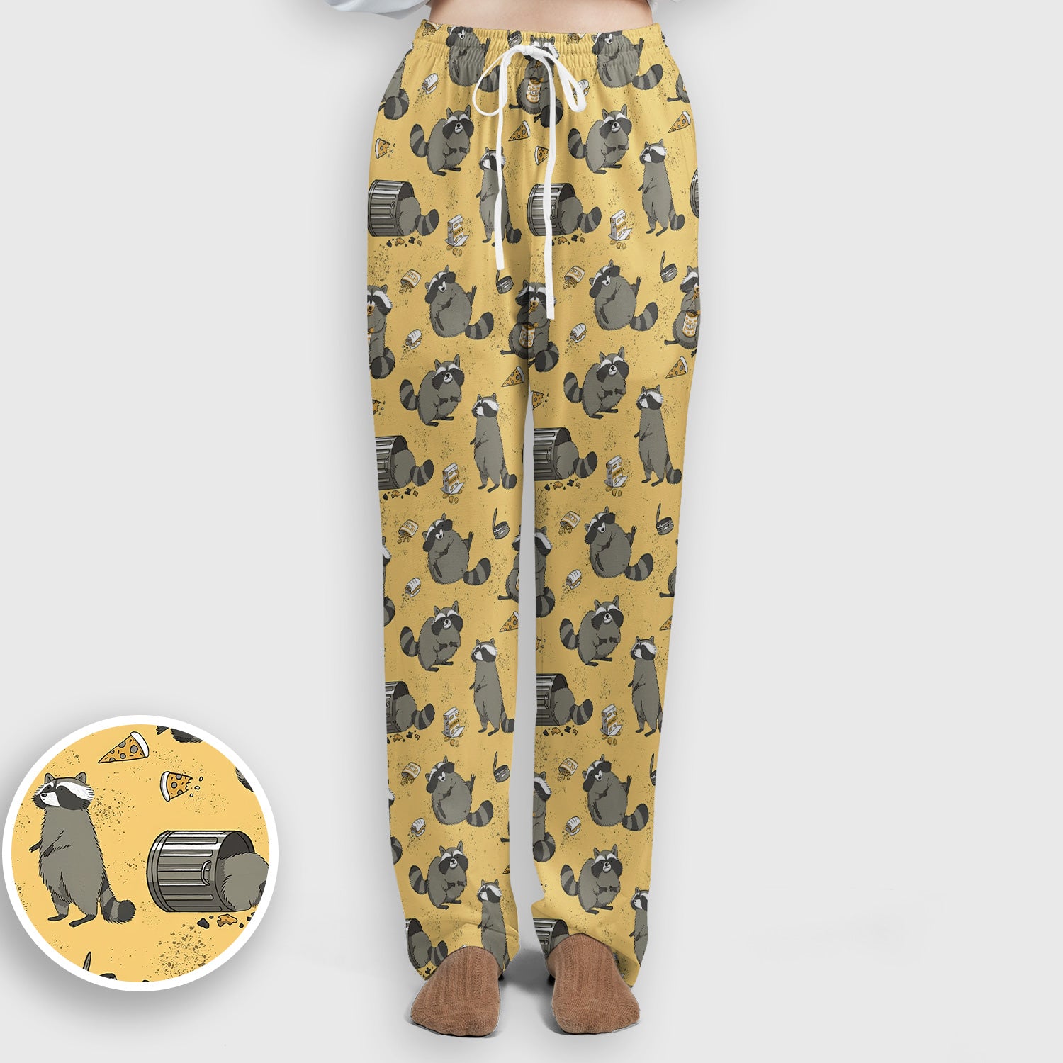 Raccoon Snack And Trash Can Pattern Scrub Set, Breathable Med Uniform