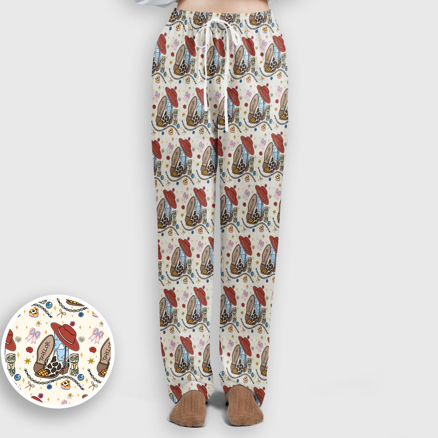 Western Cowgirl Country Medical Pattern Scrub Set, Scrub Pants and V Neck Top