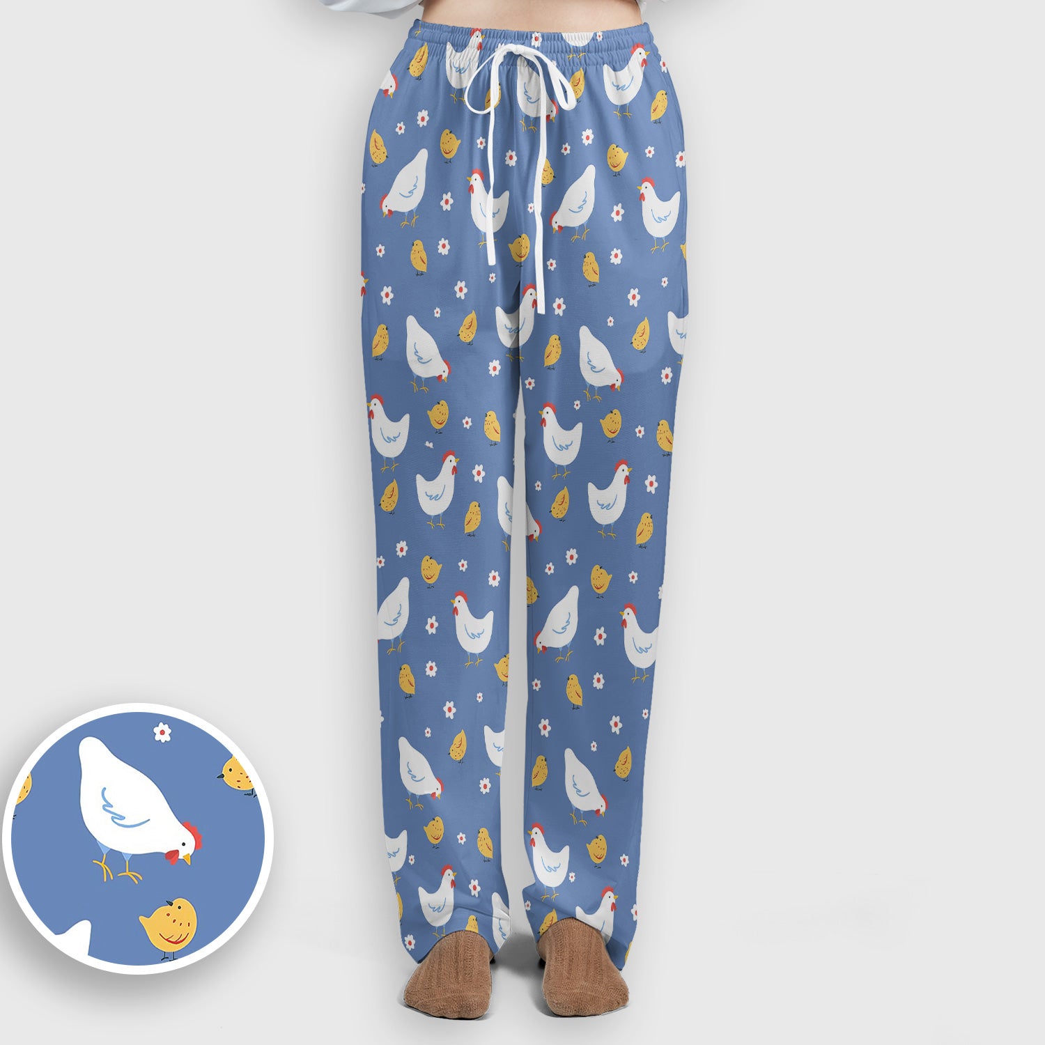 Chicken And Cute Chicks Pattern Scrubs Sets, Scrub Pants and V Neck Top