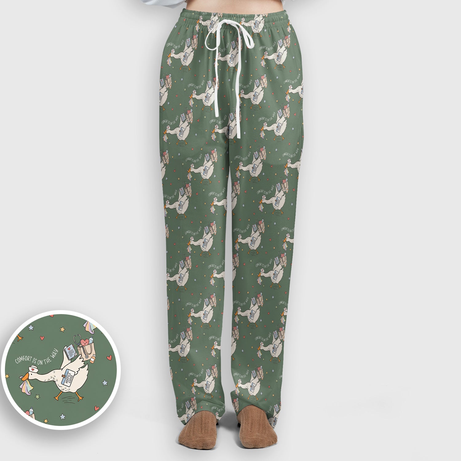 Cute Comfort Is On The Way Goose Scrub Set, Scrub Pants and V Neck Top