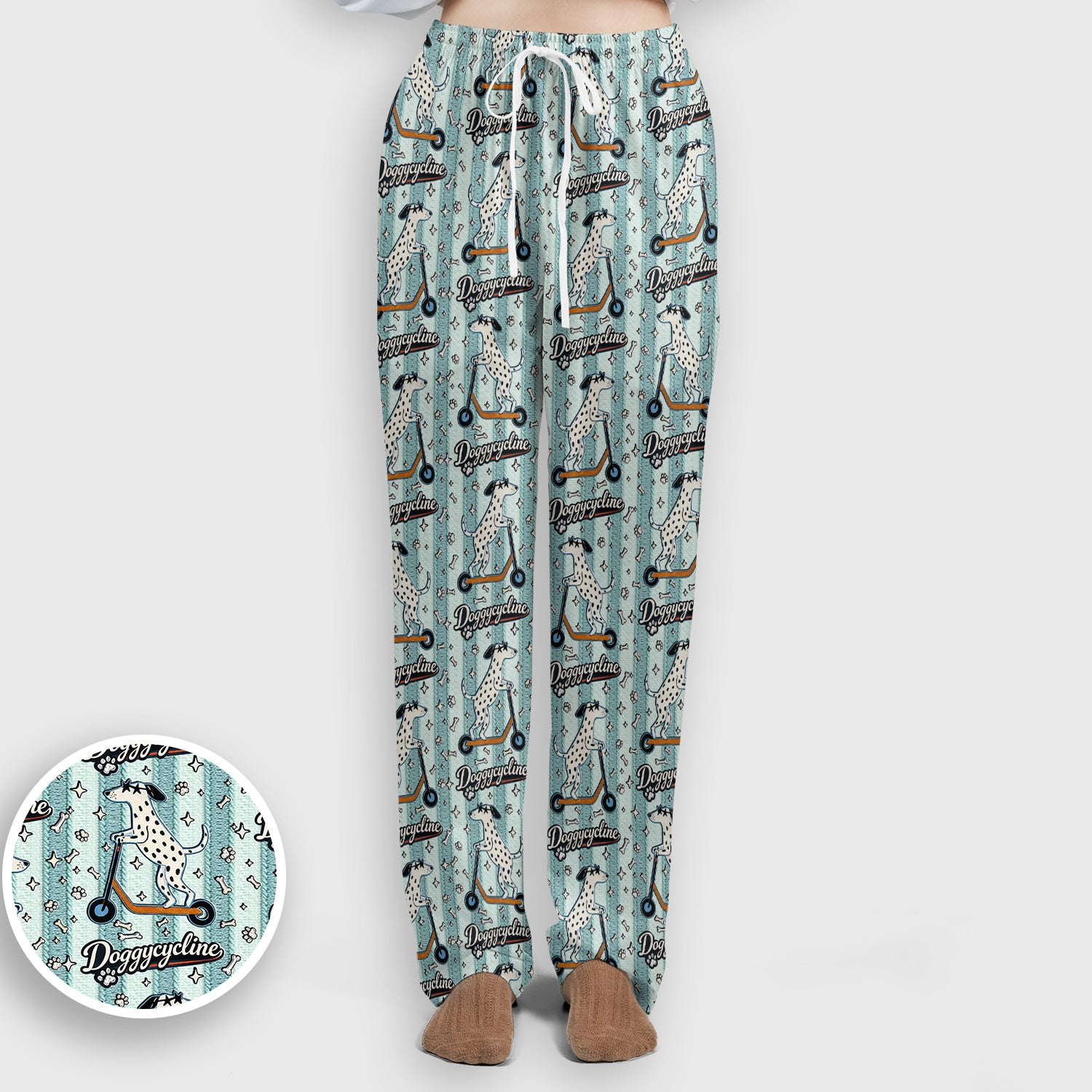 Veterinary Dalmatian Dog Pattern Scrub Set, Scrub Pants and V Neck Top