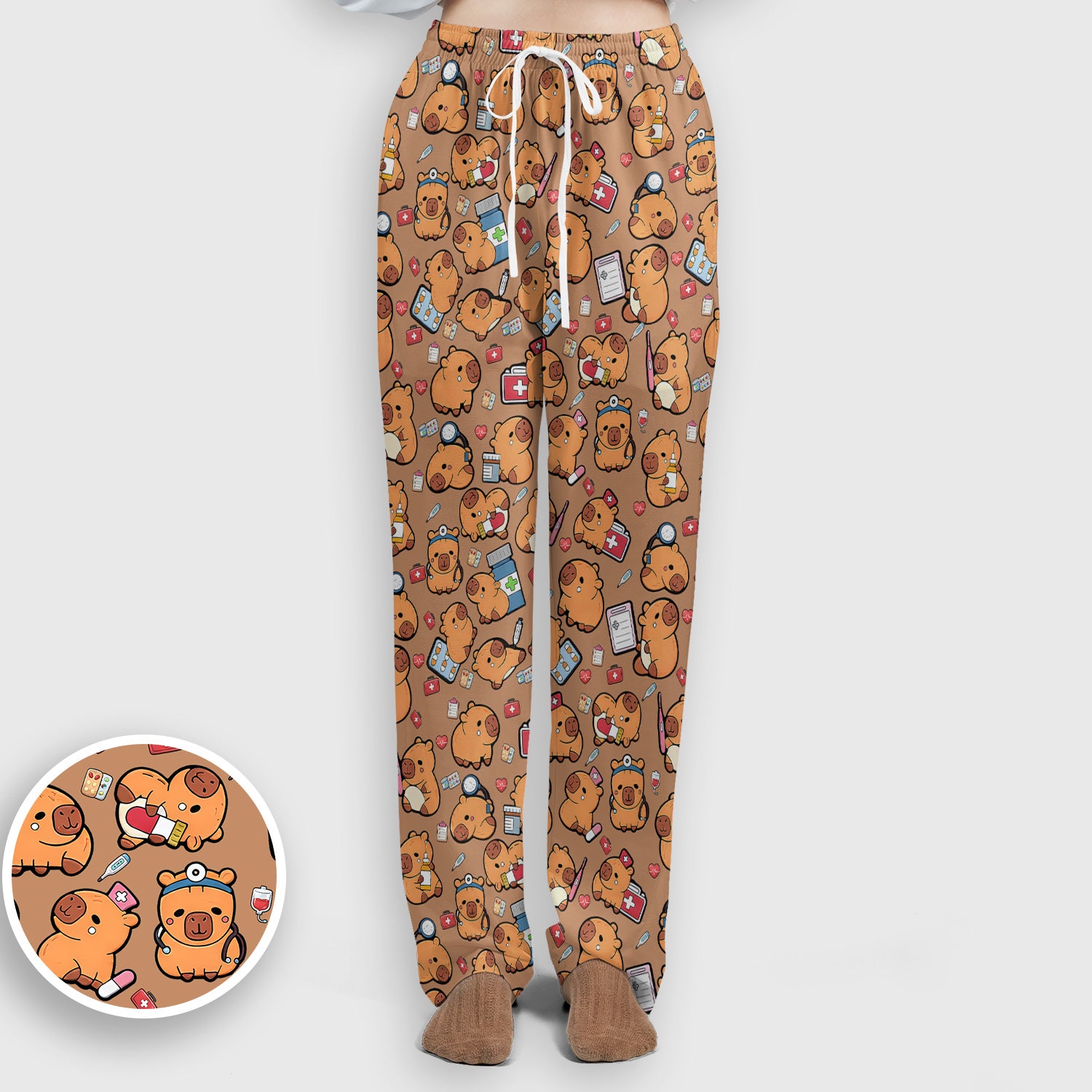 Capybara With Stethoscope And Medical Tools Seamless Scrub Set, Breathable Med Uniform