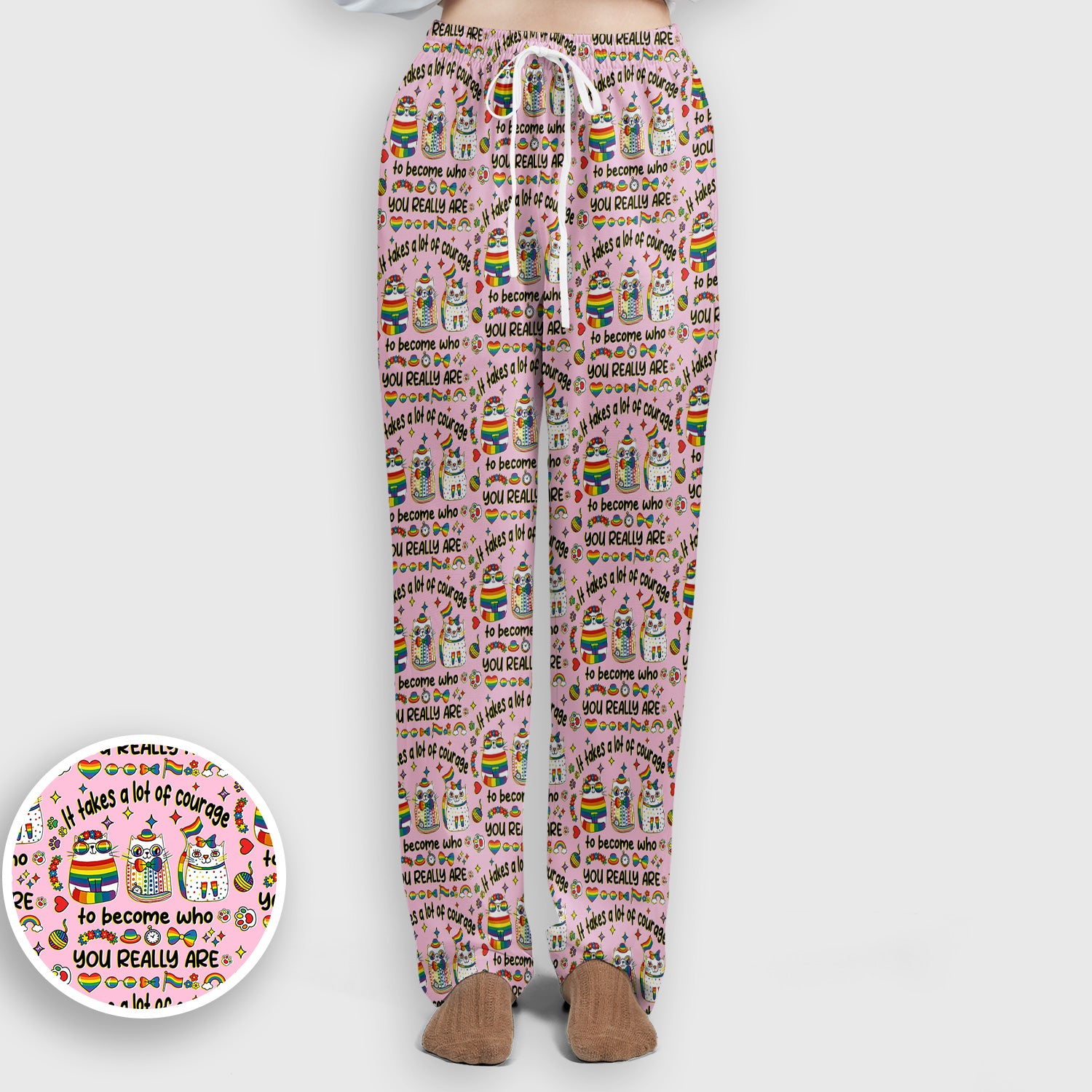 Inspirational Nurse Rainbow Cat Courage Quote Pattern Scrub Top, Breathable Fabrics Nursing Uniform