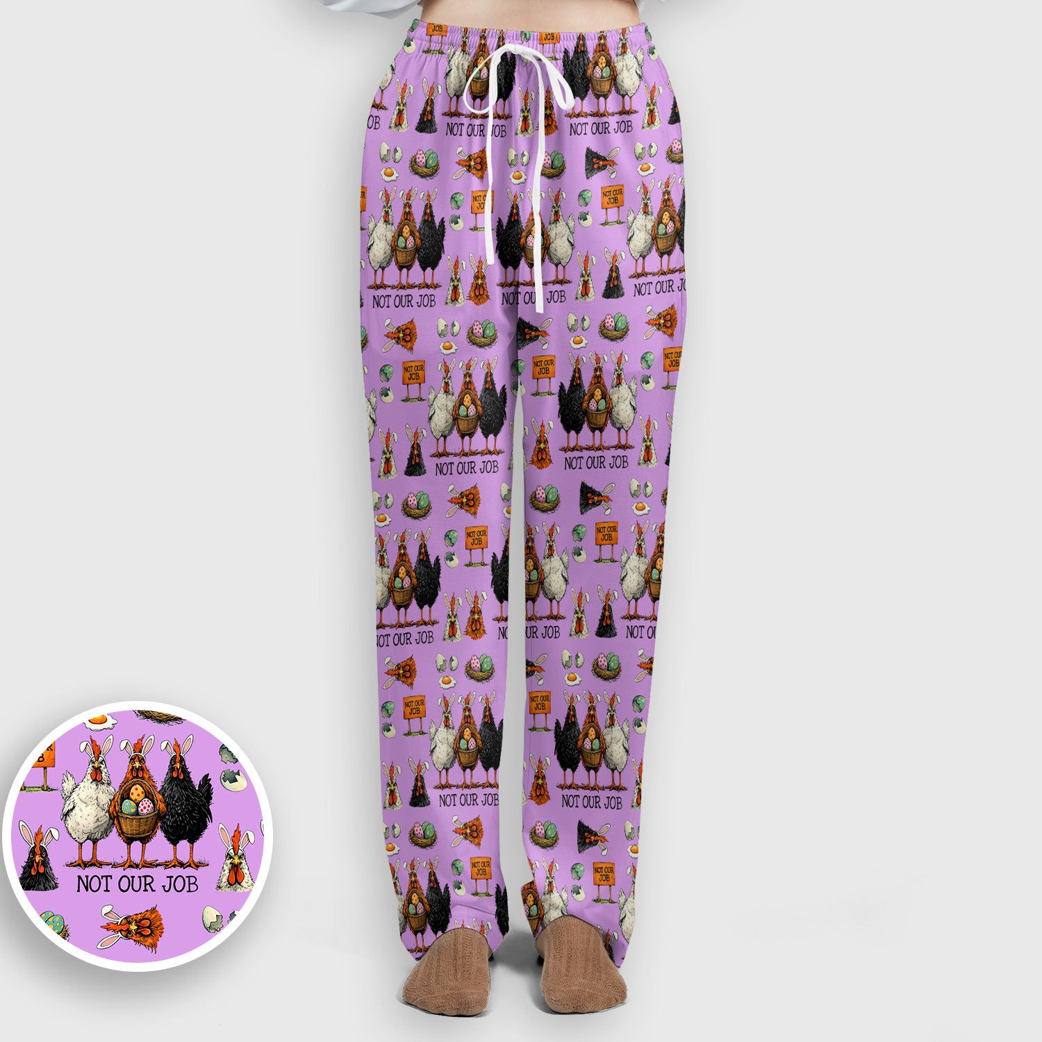 Funny Easter Chicken Humor Pattern Scrub Set, Scrub Pants and V Neck Top
