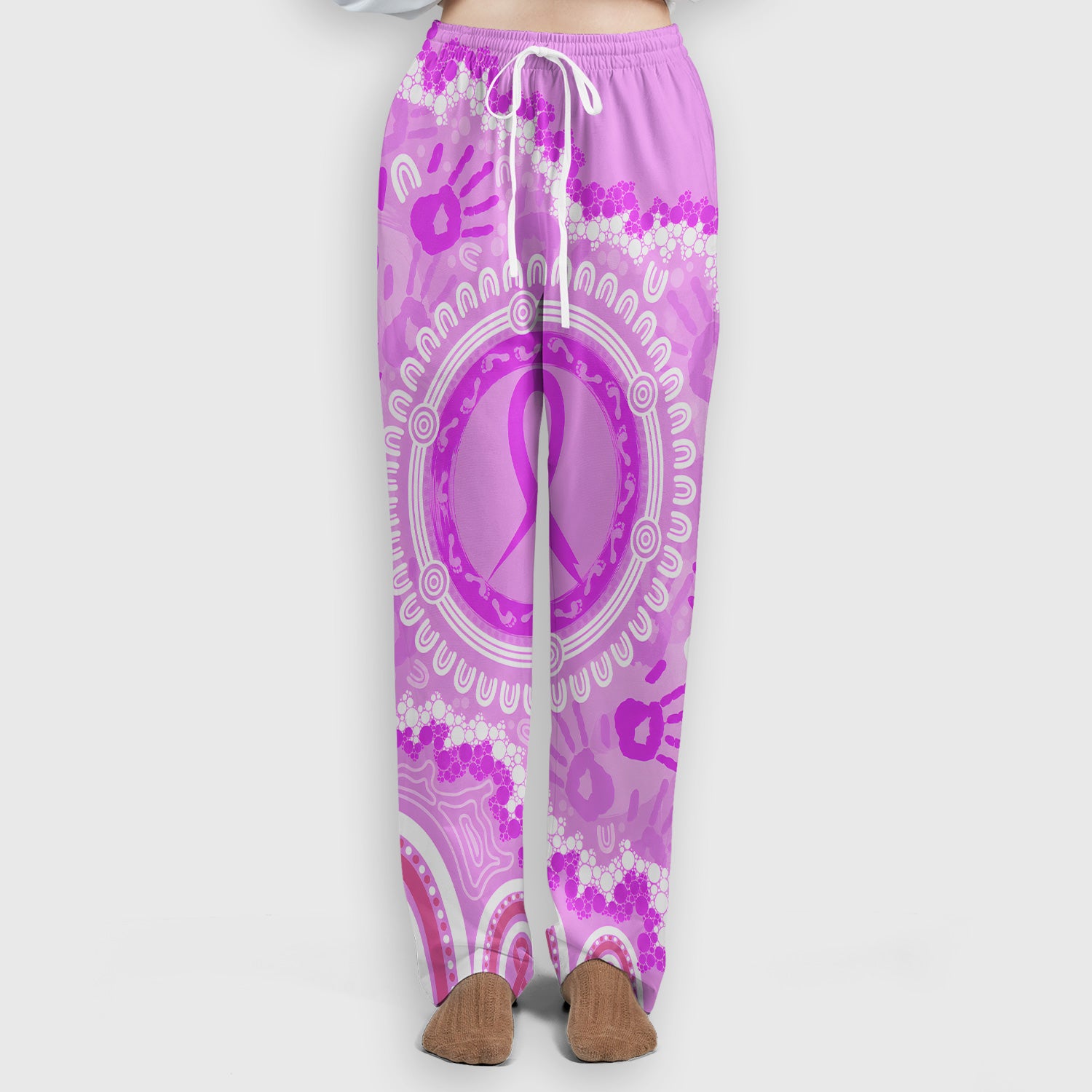 Meaningful Pink Ribbon Scrub Set, Scrub Pants and V Neck Top