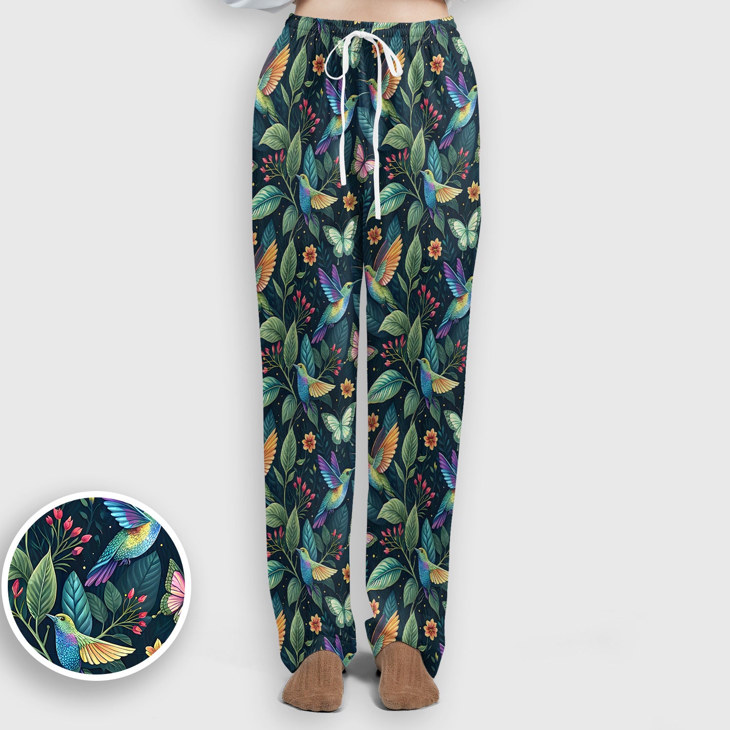 Vibrant Hummingbird Garden Nurse for RN, CNA, Botanical Medical Scrub Set, Scrub Pants and V Neck Top