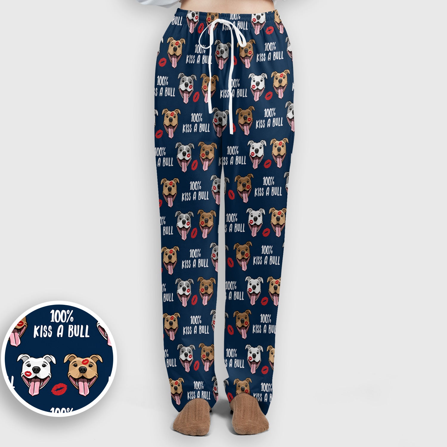 Kiss A Bull Pitbull Print Scrub Set, Scrub Pants and V Neck Top