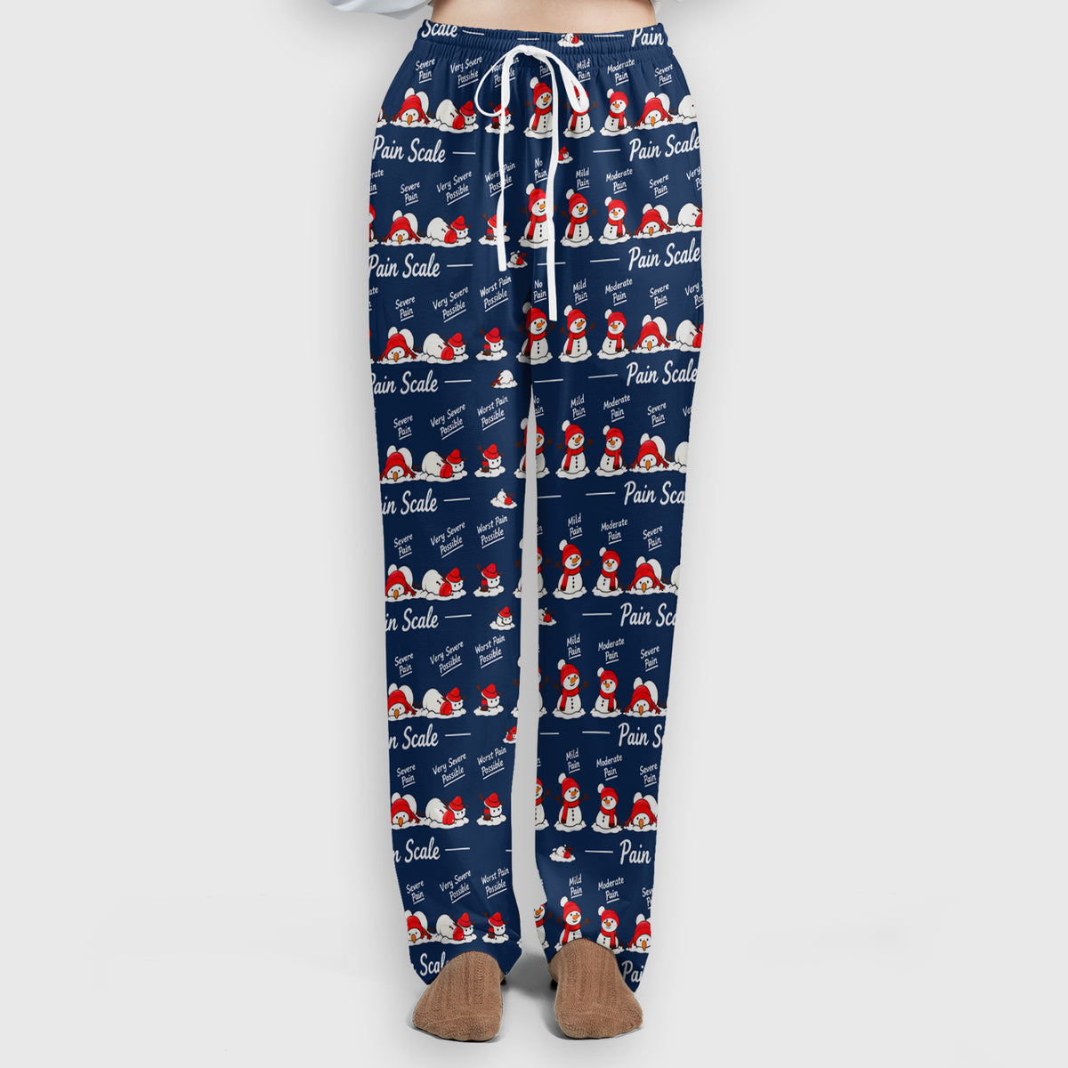 Funny Christmas Snowman Pain Scale Scrub Set, Scrub Pants and V Neck Top