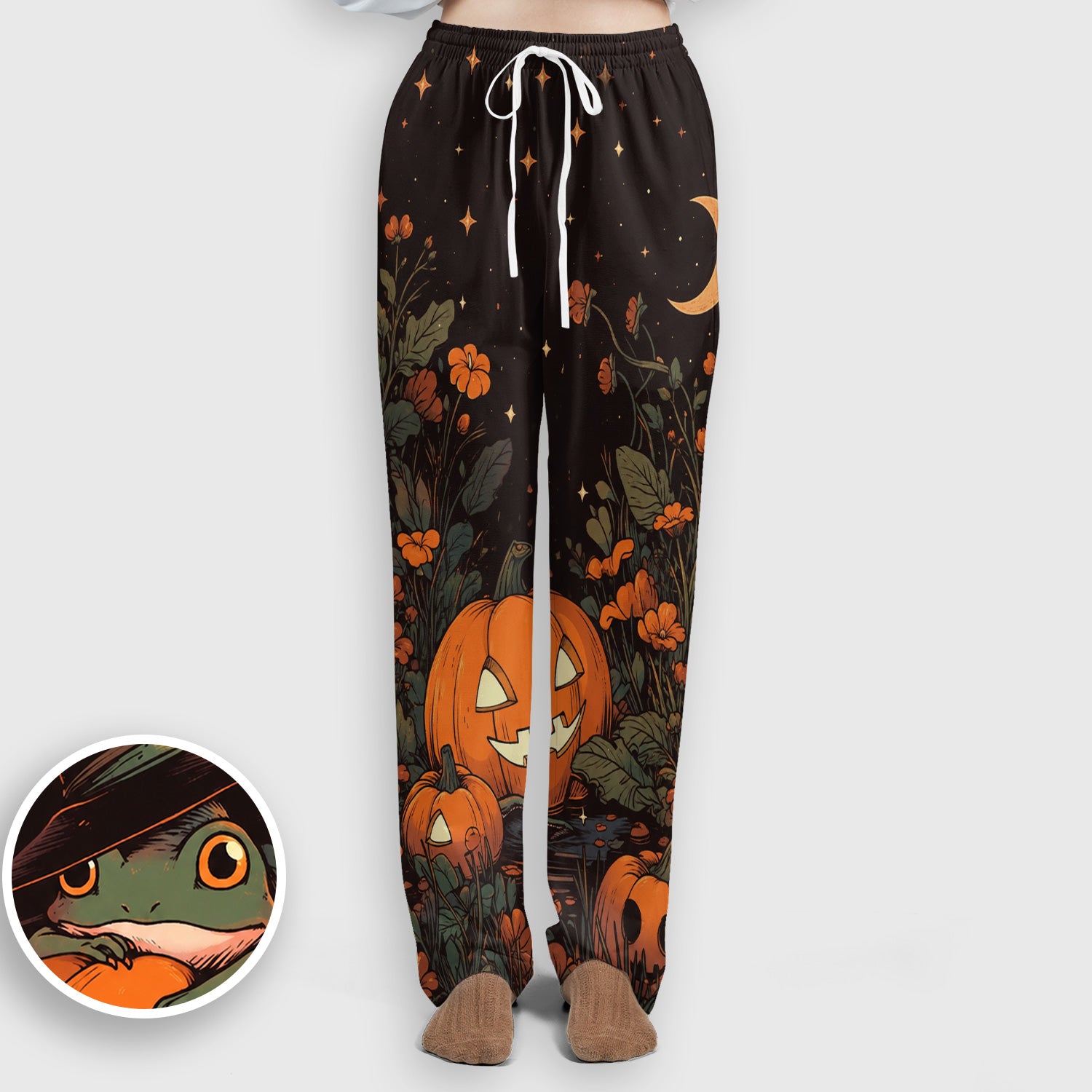Cute Halloween Frog Nurse for Pediatric Nurses, RN, CNA, Pumpkin Medical Scrub Set, Scrub Pants and V Neck Top