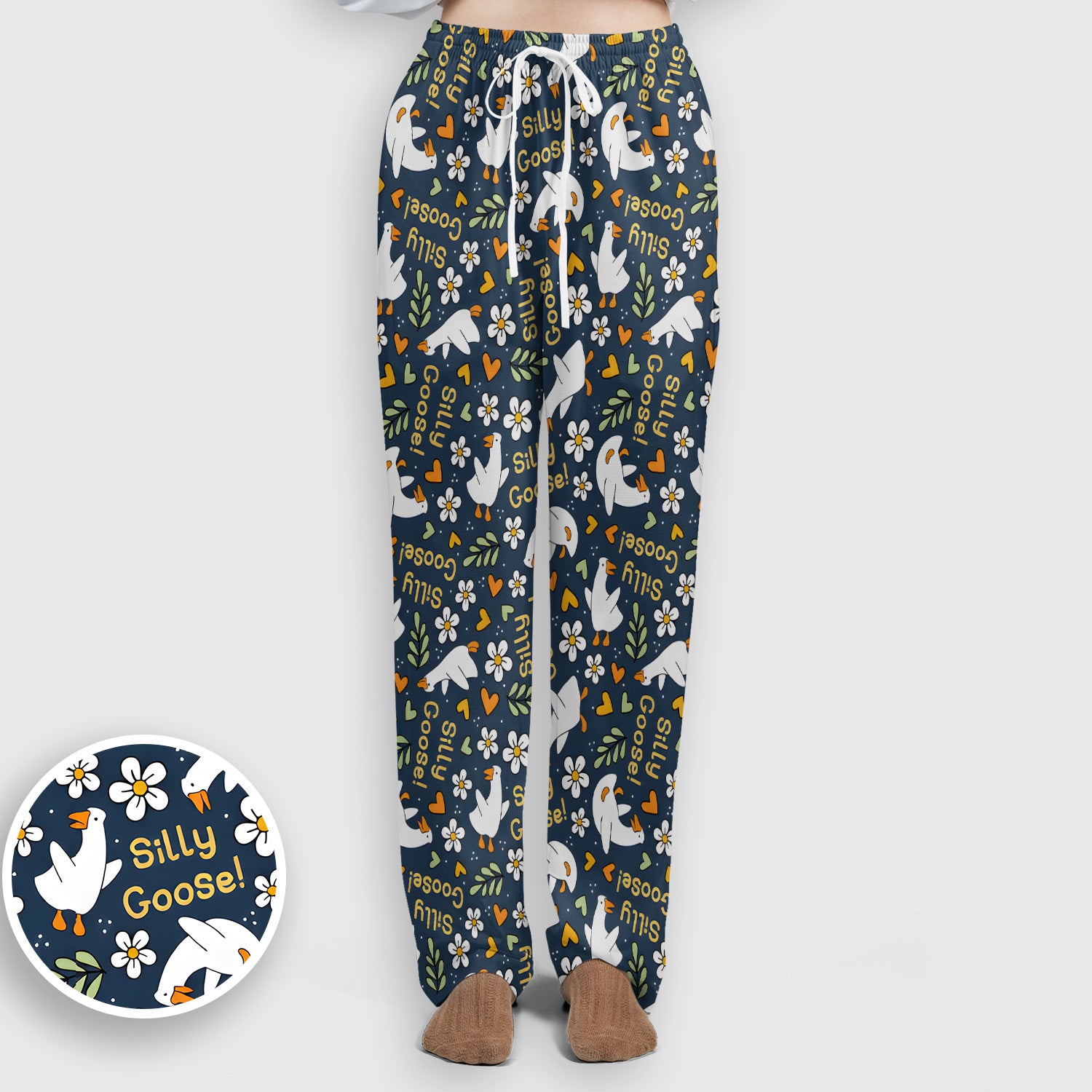 Silly Goose Floral Pattern Scrub Set, Scrub Pants and V Neck Top