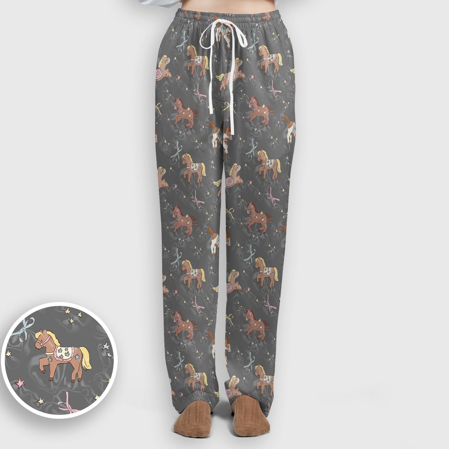 Cute Pony Star Pattern Scrub Set, Breathable Med Uniform