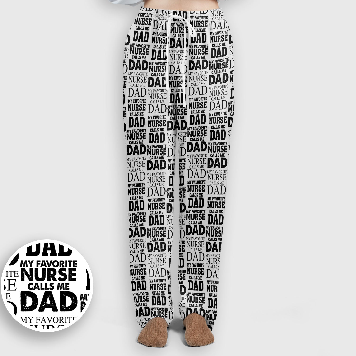 Favorite Nurse Calls Dad Pattern Scrub Set, Scrub Pants and V Neck Top