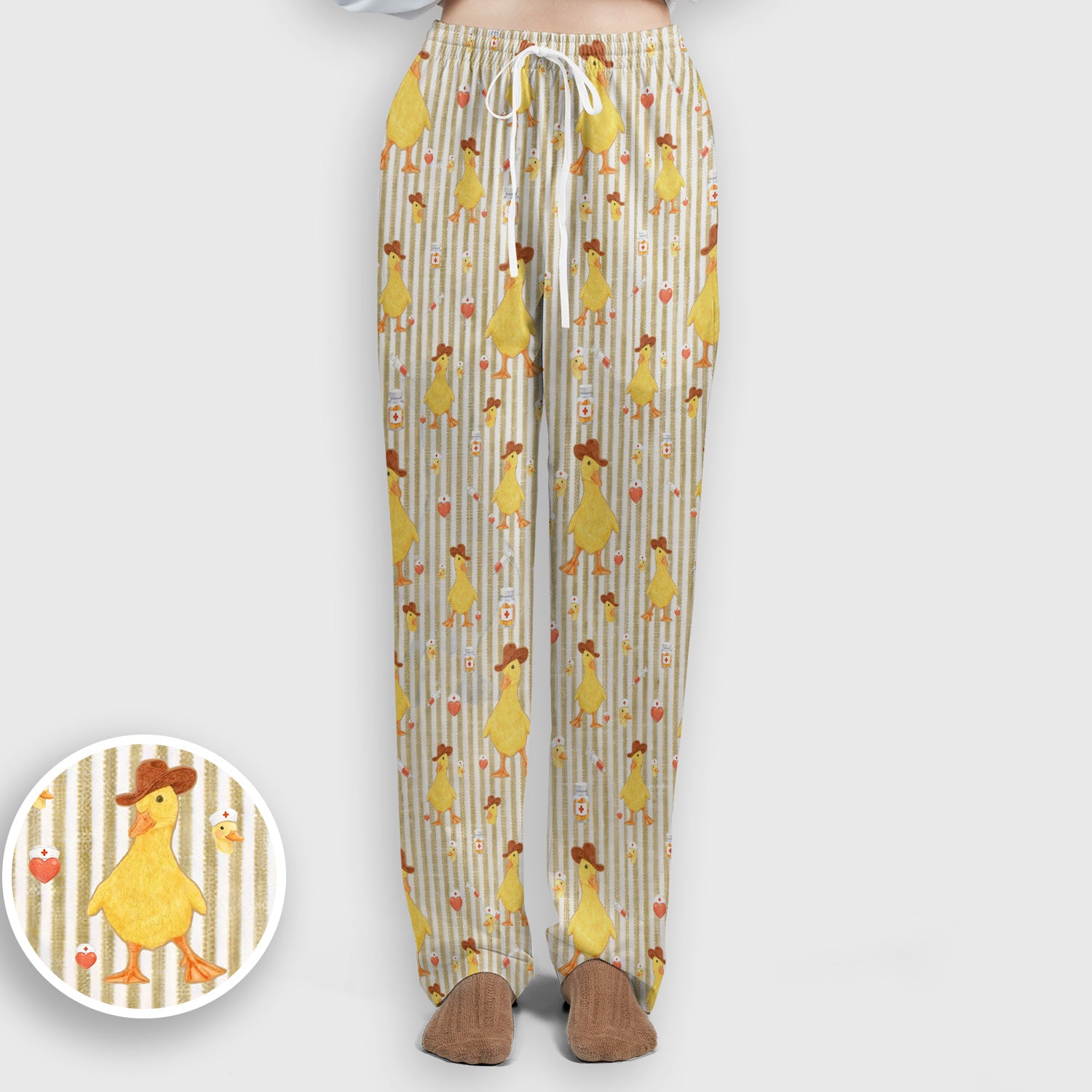 Cowboy Ducktor Vertical Stripe Pattern Scrub Set, Breathable Med Uniform