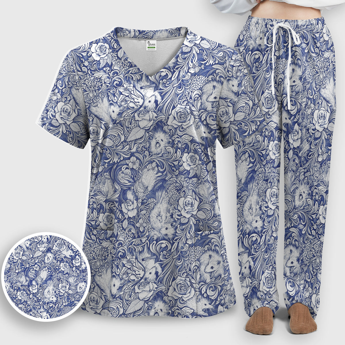 Niedliches „Be A Jimothy“-Waschbären-Set mit Herzen, Peeling-Hose und V-Ausschnitt-Oberteil