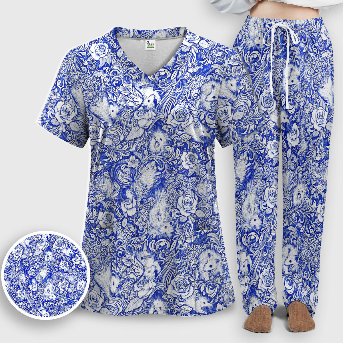 Niedliches „Be A Jimothy“-Waschbären-Set mit Herzen, Peeling-Hose und V-Ausschnitt-Oberteil