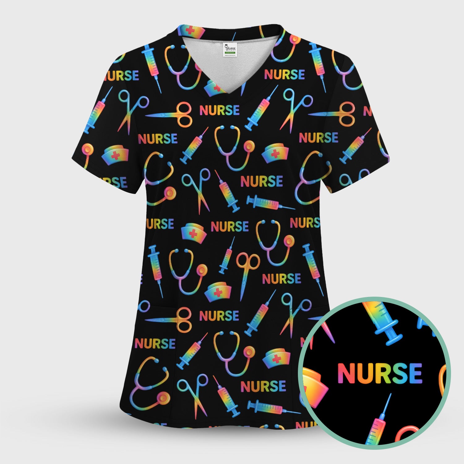 Rainbow Scrubs for Nurses - Colorful Medical Scrub Tops and Pants with Cute Pattern - Fun and Bright Nurse Scrub Set Gift Idea