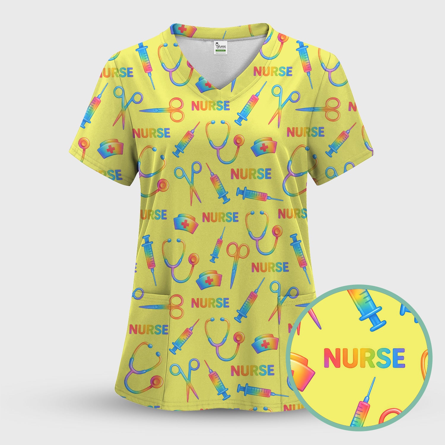 Rainbow Scrubs for Nurses - Colorful Medical Scrub Tops and Pants with Cute Pattern - Fun and Bright Nurse Scrub Set Gift Idea