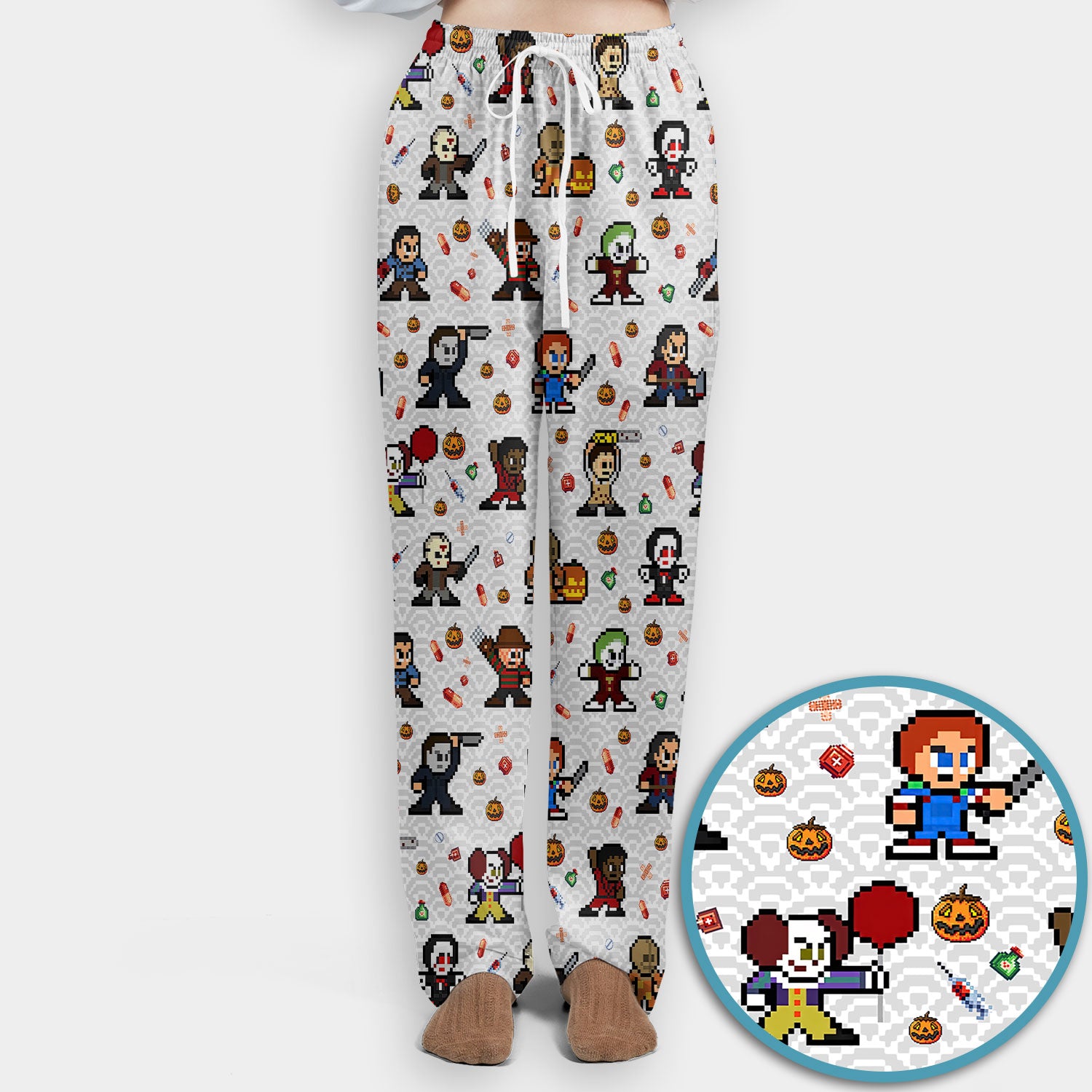 Halloween Women's Scrub Sets - Comfortable Scrubs for Nurses - Horror Movie Scrub Pants and V Neck Top - Breathable Med Uniform