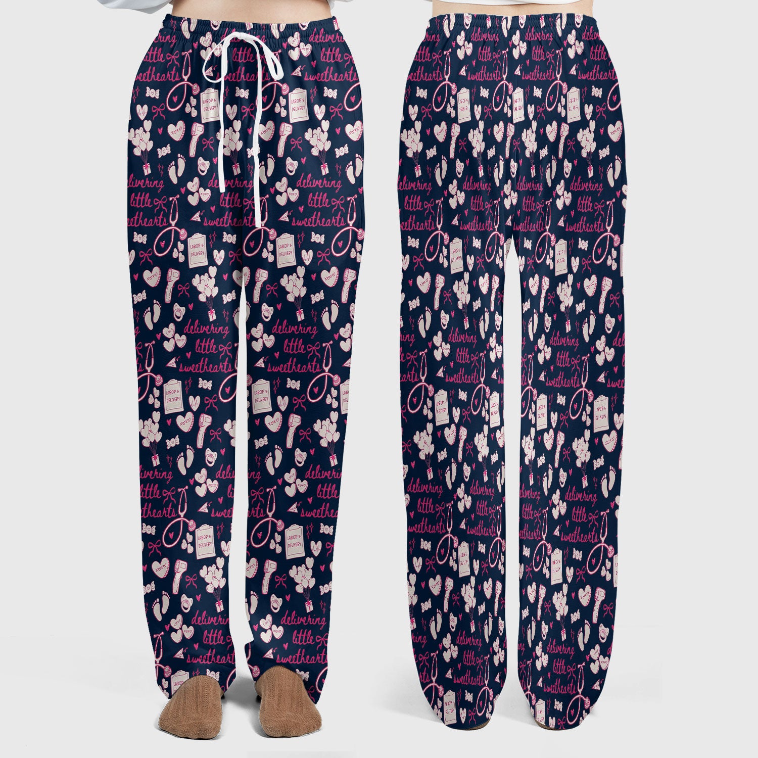 Valentine Labor And Delivery Scrub Set, XOXO Pattern Scrub Shirt, Breathable Fabrics Nursing Uniform For Women