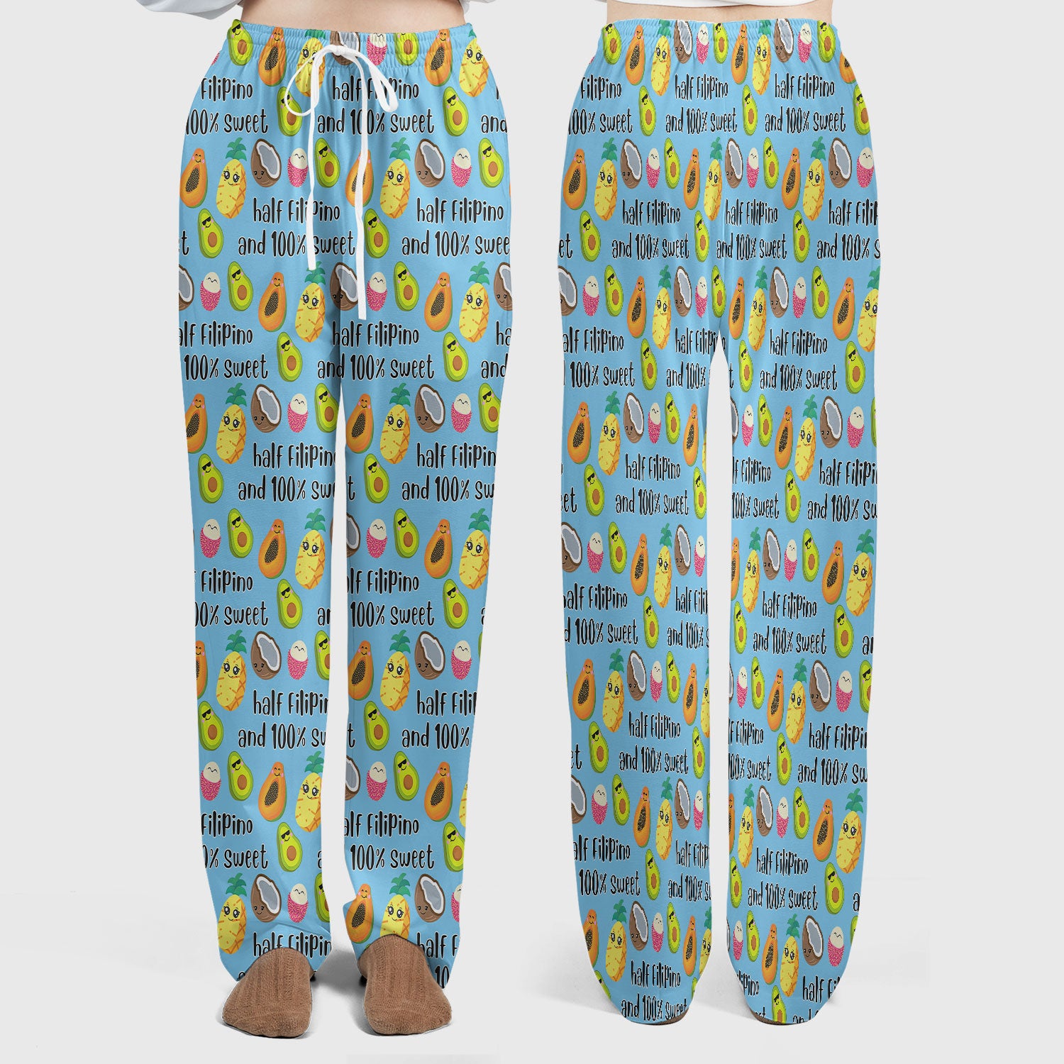 Playful Avocado Fruit Print Filipino Quote Scrub Set, Breathable Med Uniform