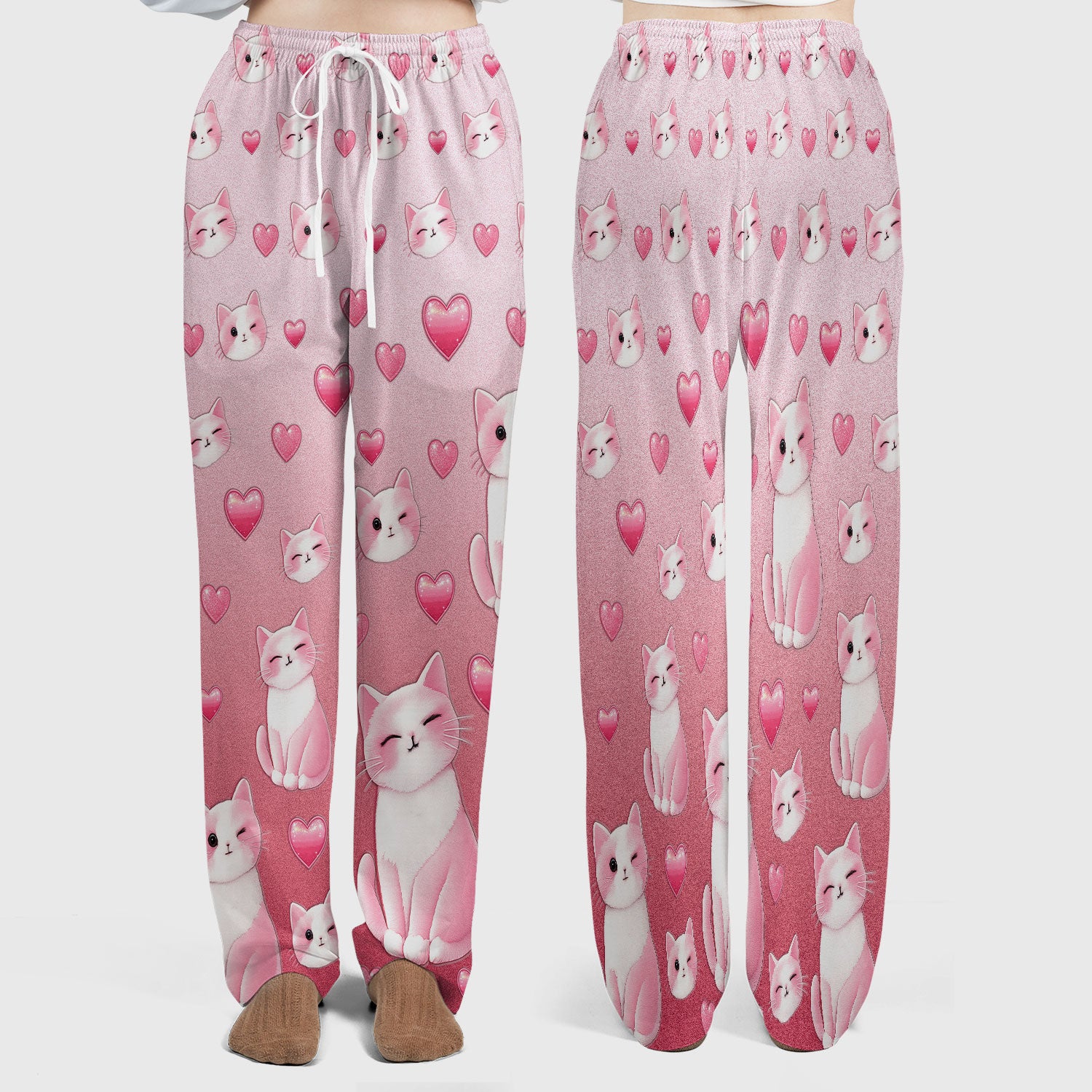 Valentine Cat Scrub Set, Cute Heart Pattern Nurse Shirt, Comfortable Scrubs For Nursing