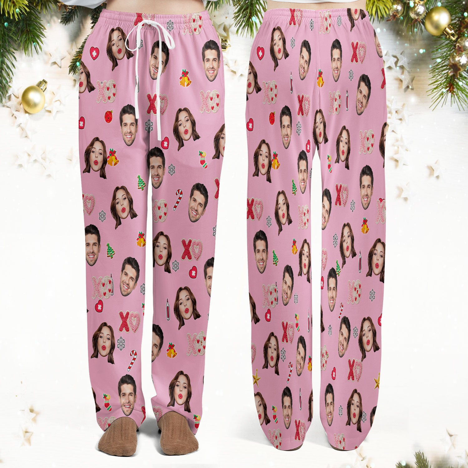 Personalized Photo Scrub Set, Custom Face XOXO Scrub Shirt, Breathable Fabrics Nursing Uniform