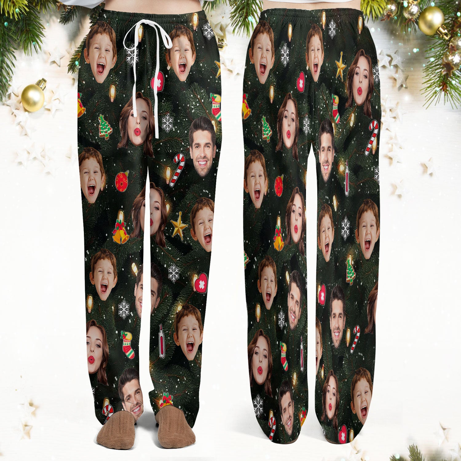 Personalized Christmas Photo Scrub Set, Funny Xmas Custom Face Scrub Shirt, Breathable Fabrics Nursing Uniform