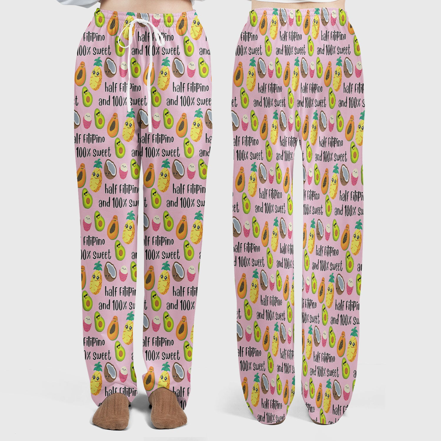 Playful Avocado Fruit Print Filipino Quote Scrub Set, Breathable Med Uniform