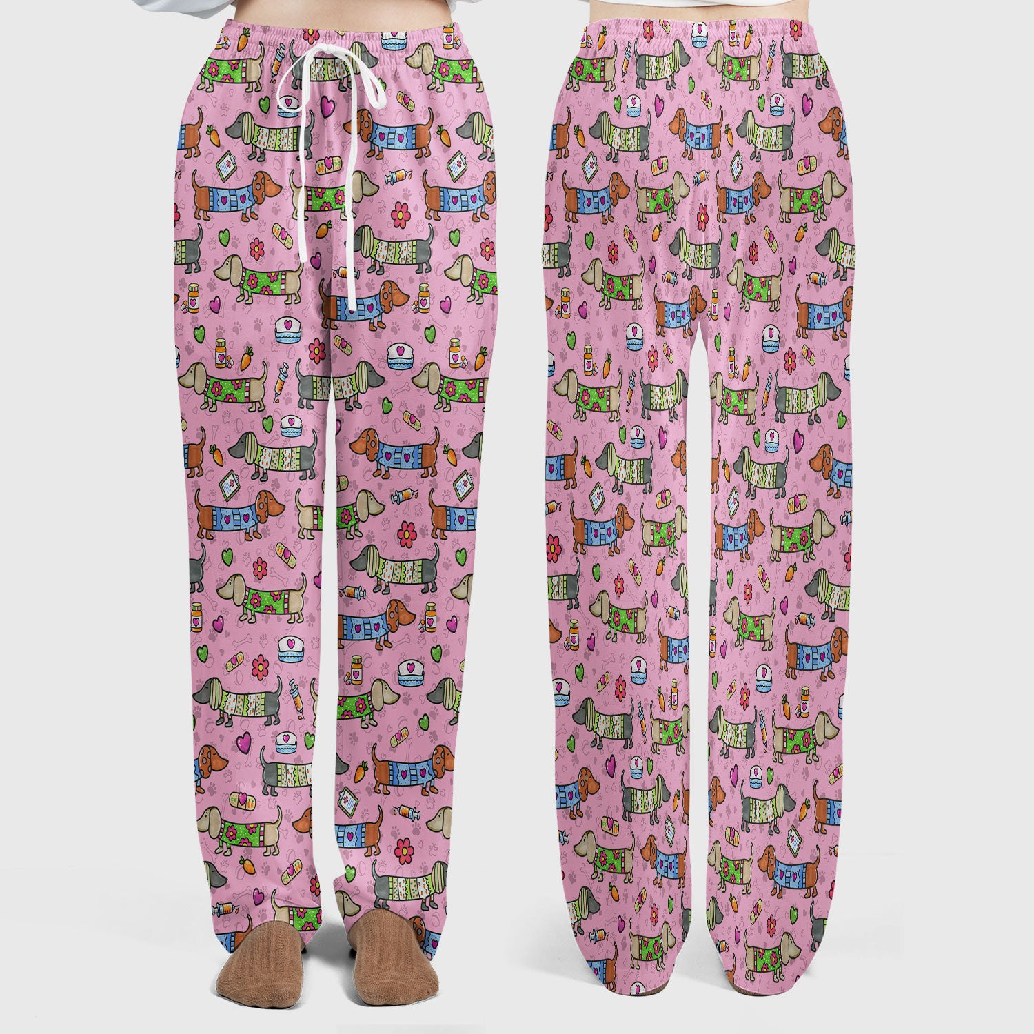 Cute Dachshund Nurse Scrub Set, Funny Wiener Dog Nursing Shirt, Breathable Fabrics Nursing Uniform