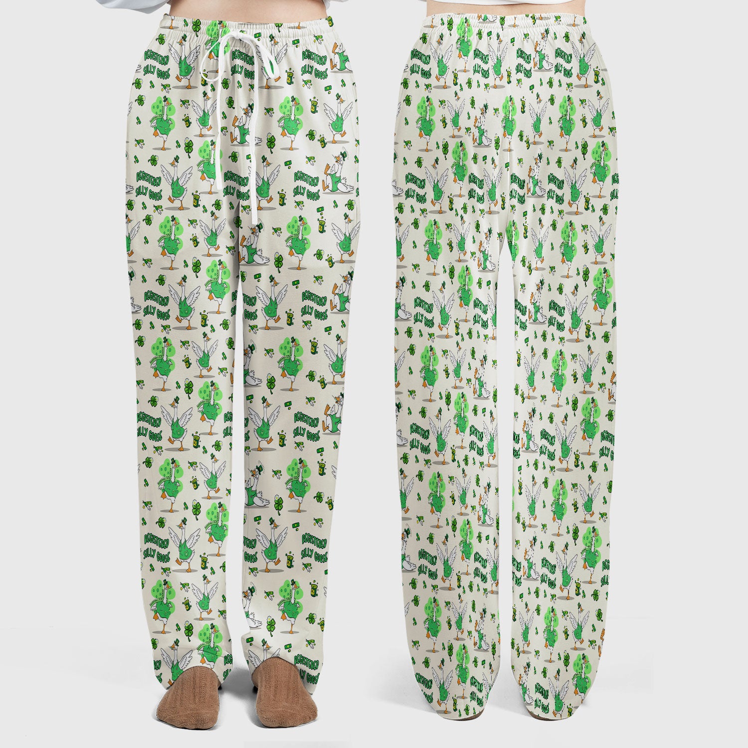 Silly Goose St. Patrick’s Day Scrub Set, Funny Goose Shamrock Pattern Nurse Scrub Shirt, Irish Green Nursing Uniform