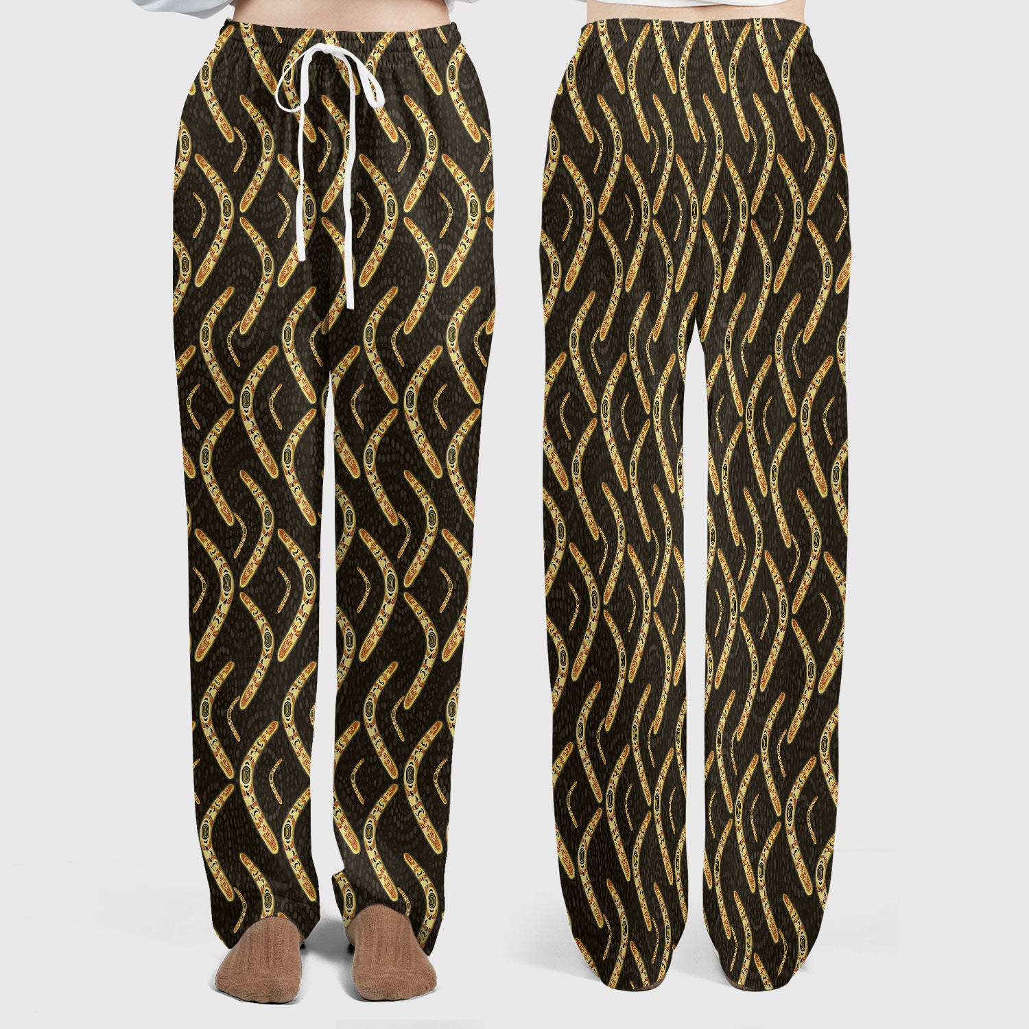 Aboriginal Boomerang Pattern Women Scrub Set, Breathable Med Uniform
