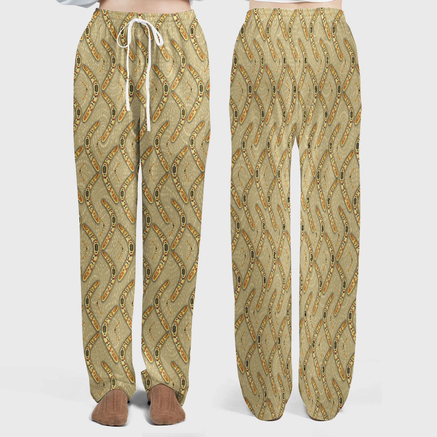Aboriginal Boomerang Pattern Women Scrub Set, Breathable Med Uniform